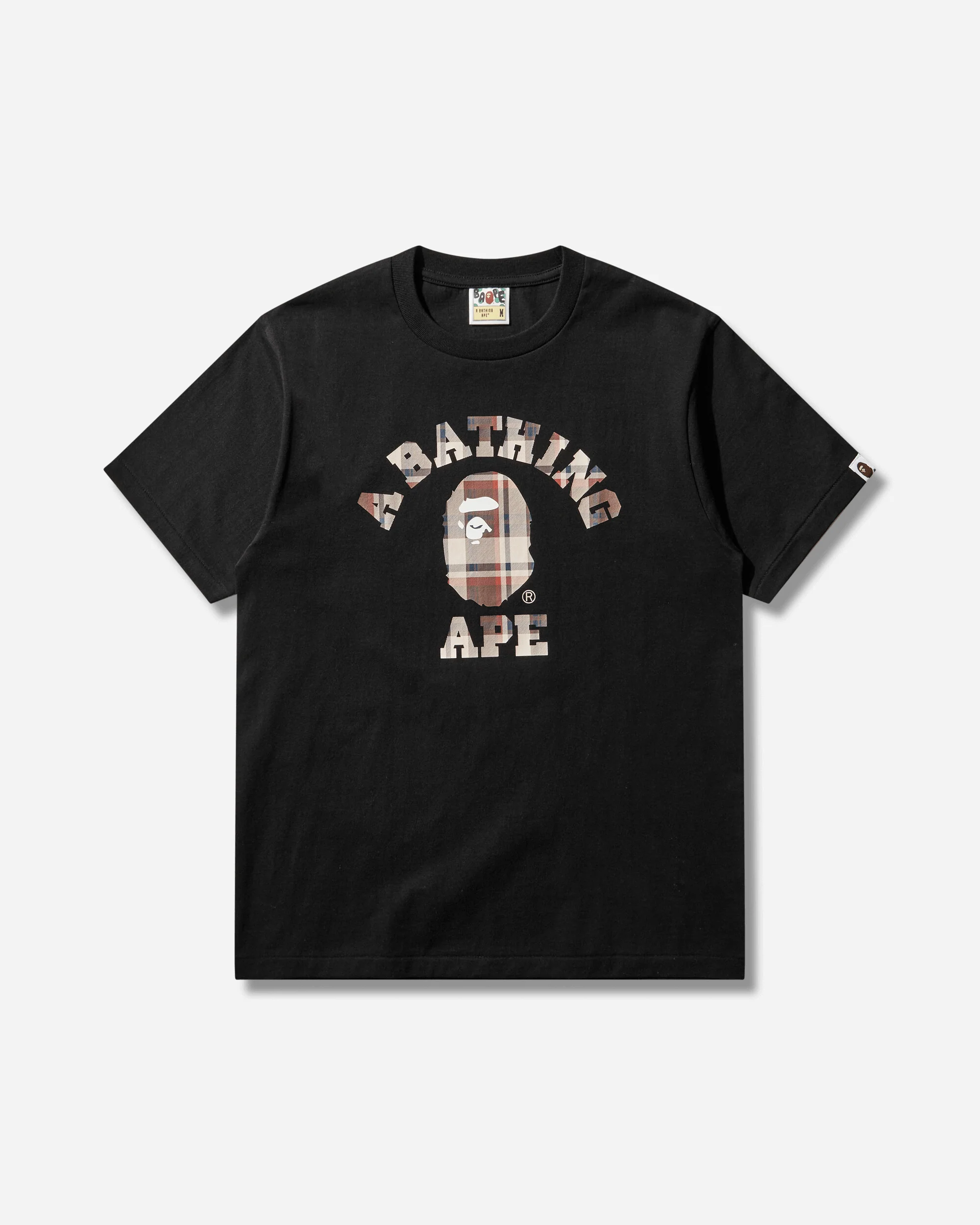 Men's Bape Check College T-Shirt Black / Red