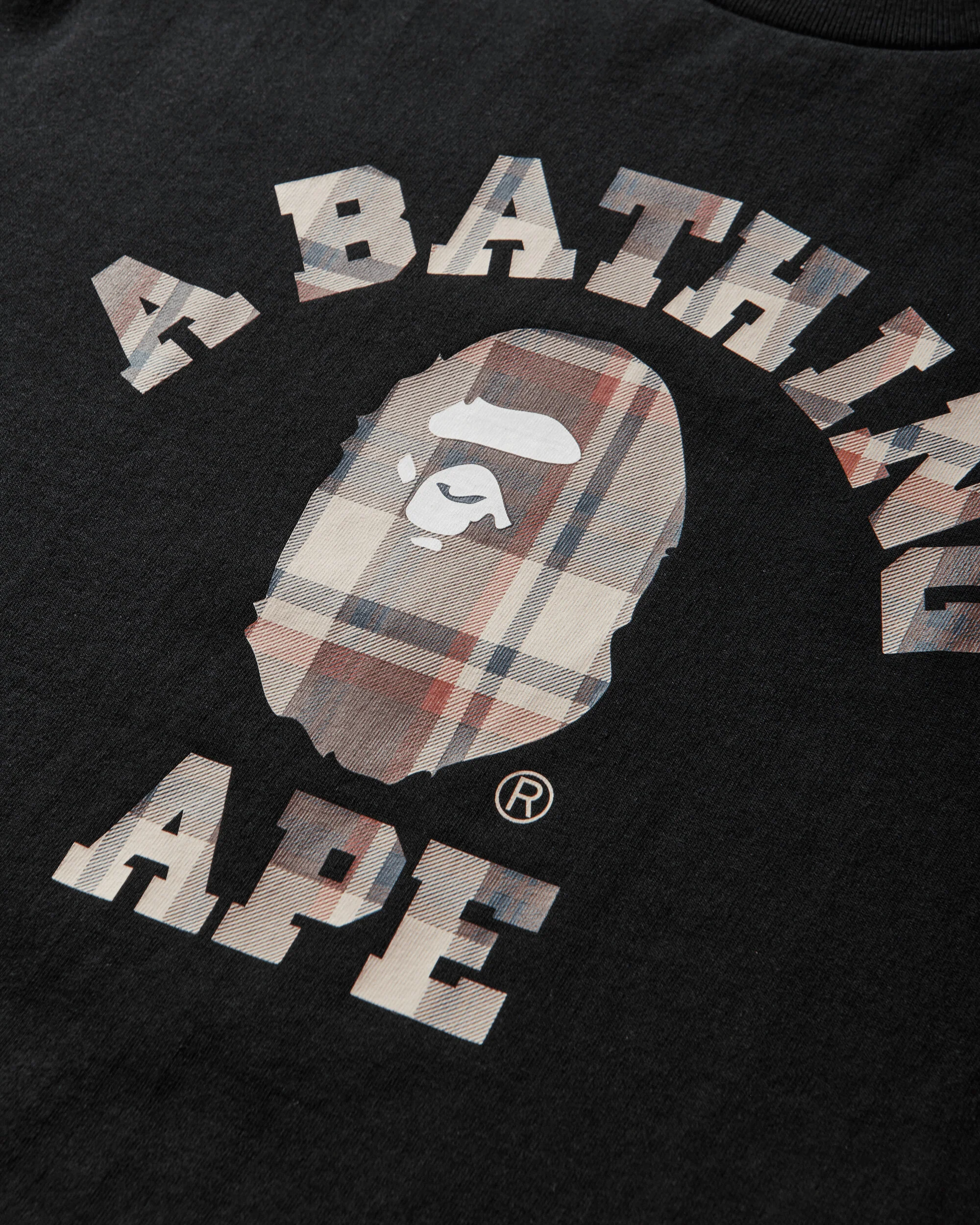 Men's Bape Check College T-Shirt Black / Red - Image 3