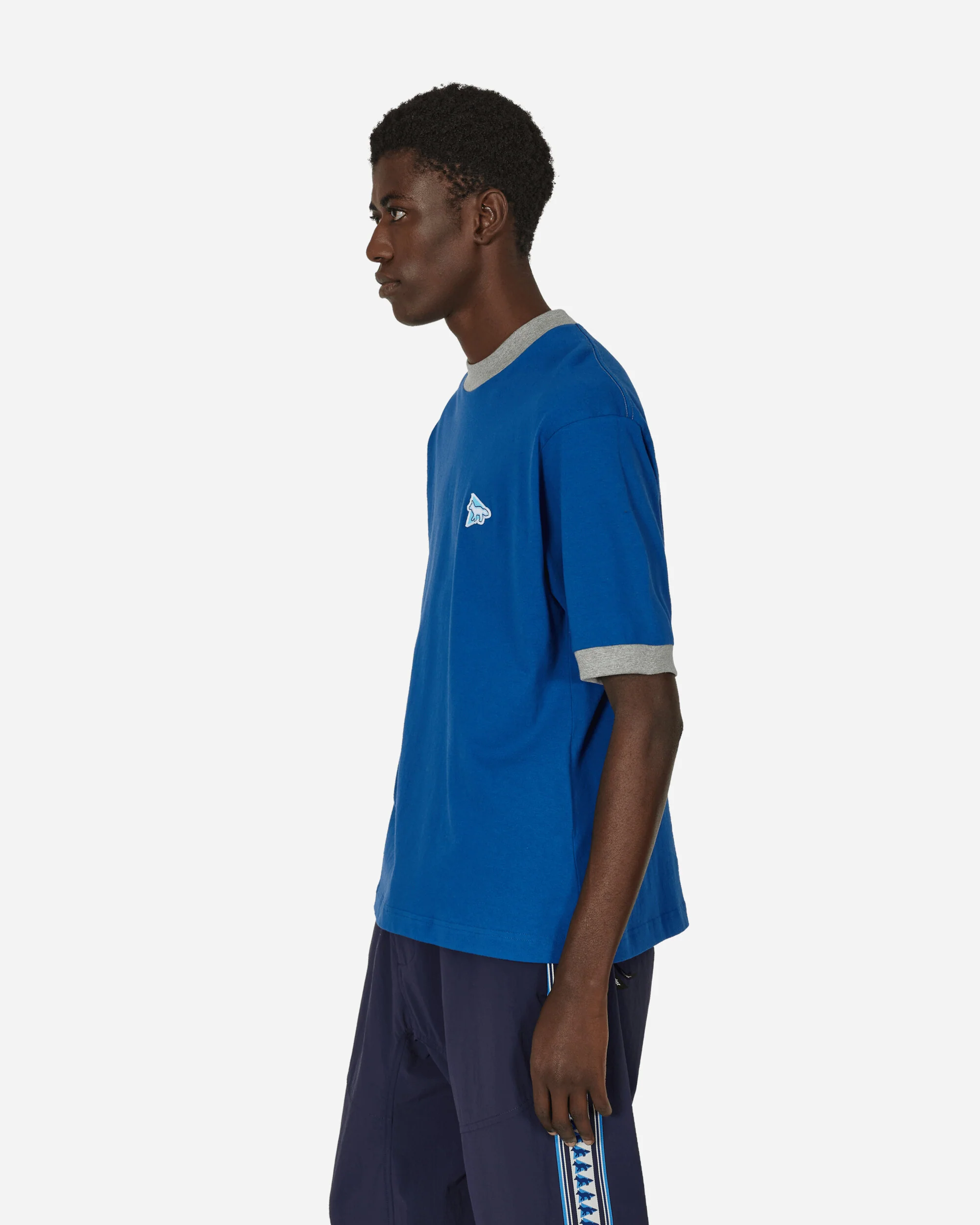 Maison Kitsuné Ringer Cotton T-Shirt Blue - Image 2