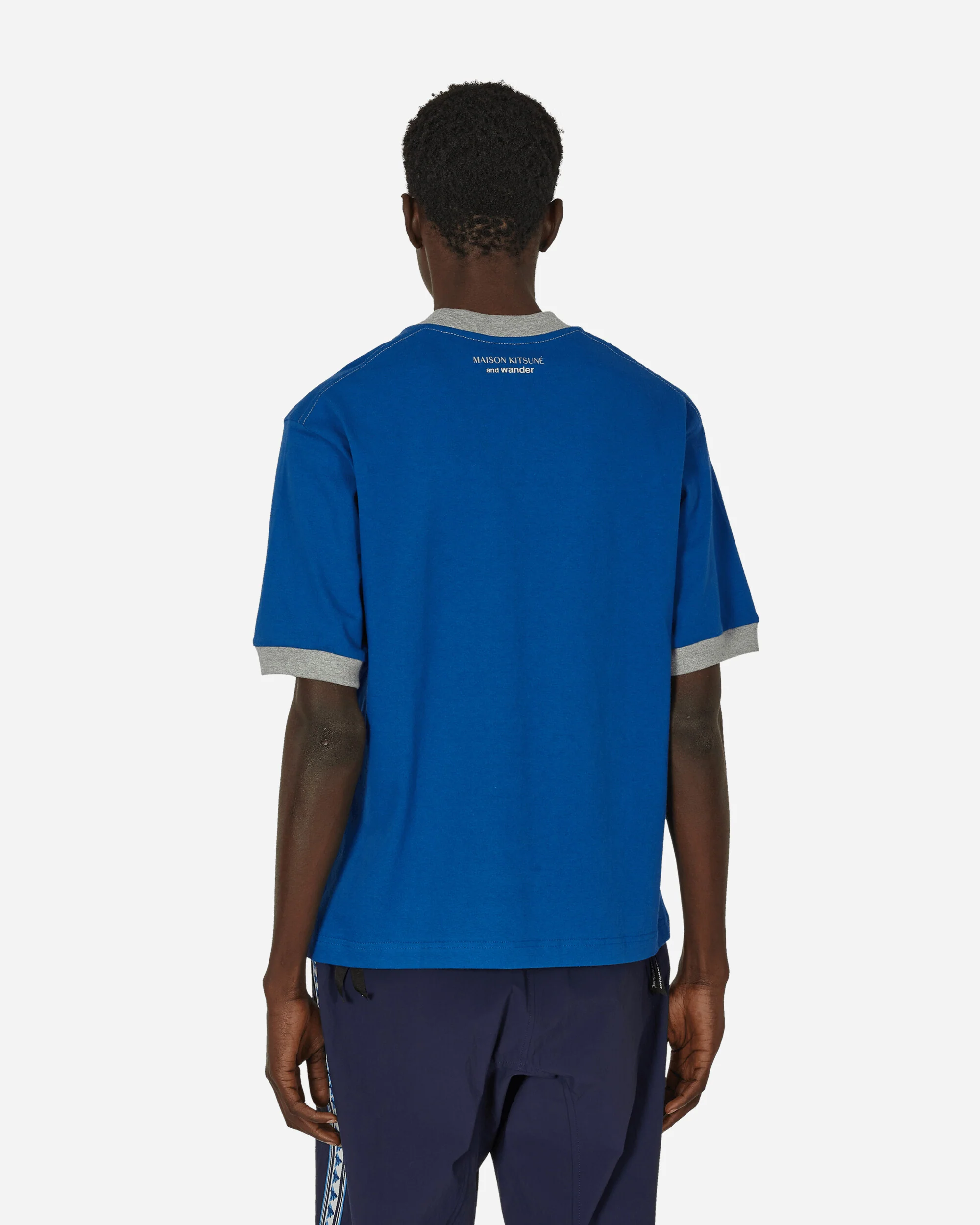 Maison Kitsuné Ringer Cotton T-Shirt Blue - Image 3