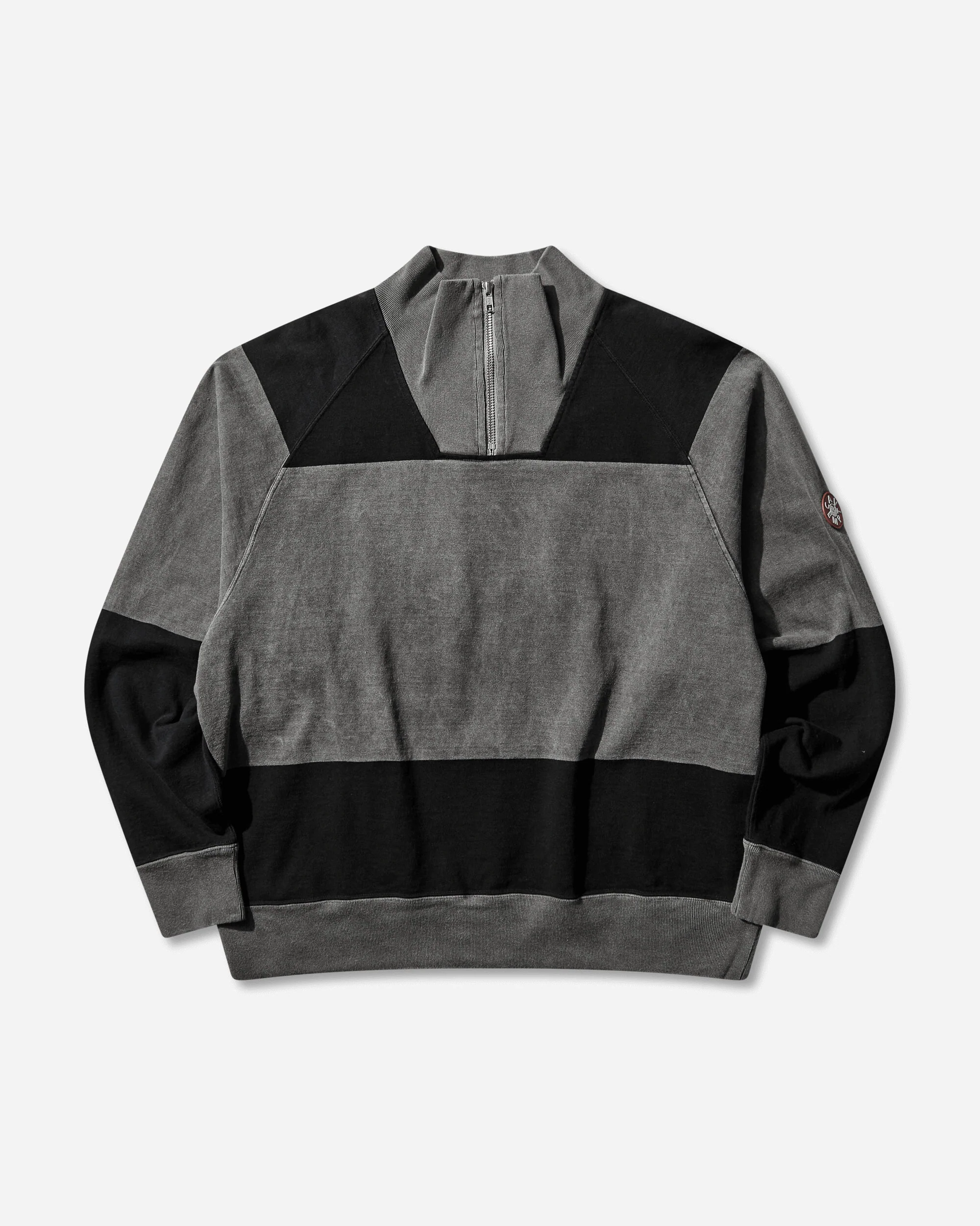 Men's Overdye Stripe Half Zip Sweatshirt Grey
