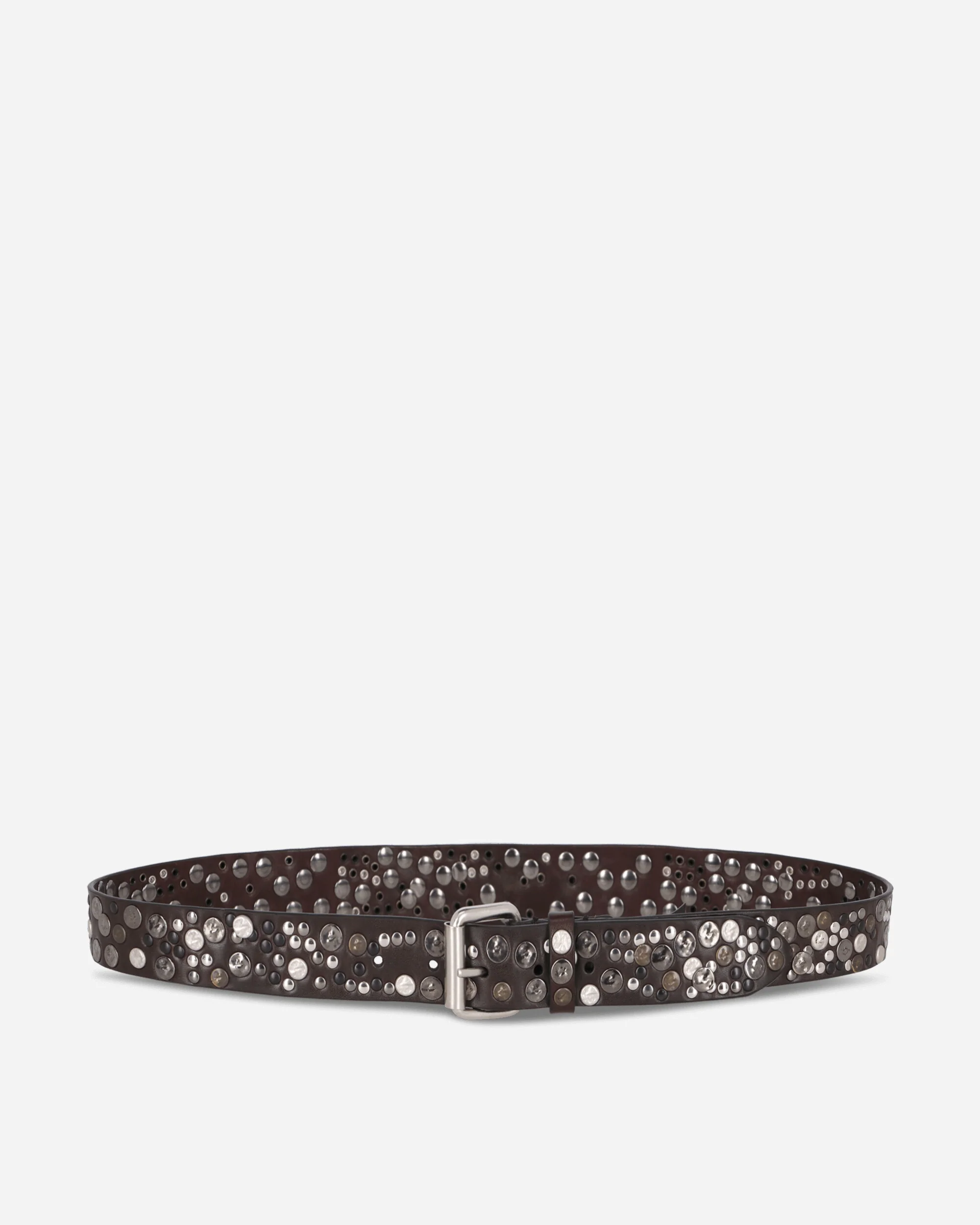 Studded Leather Belt Dark Brown