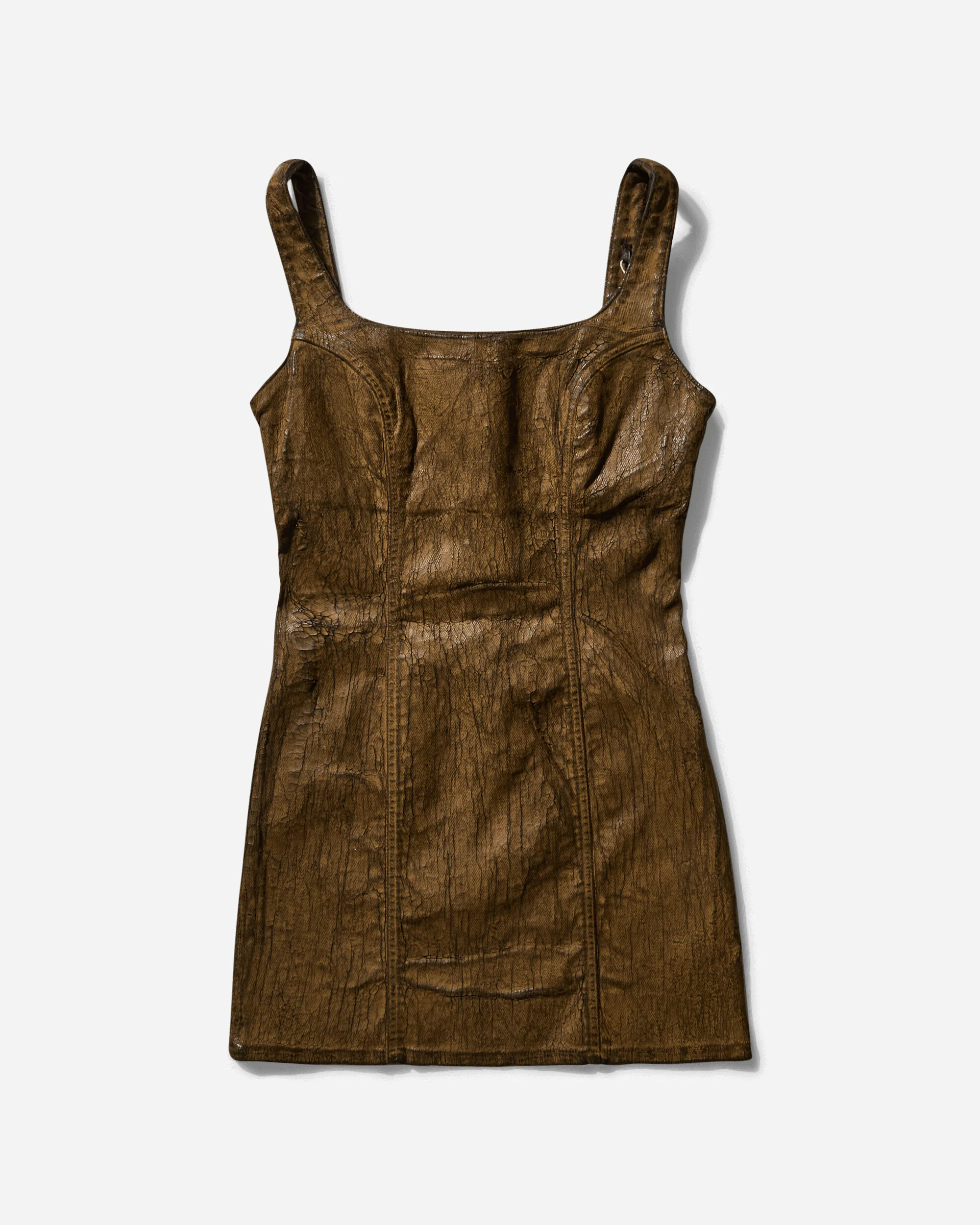Women's Crackle Denim Dress Dark Brown Earth