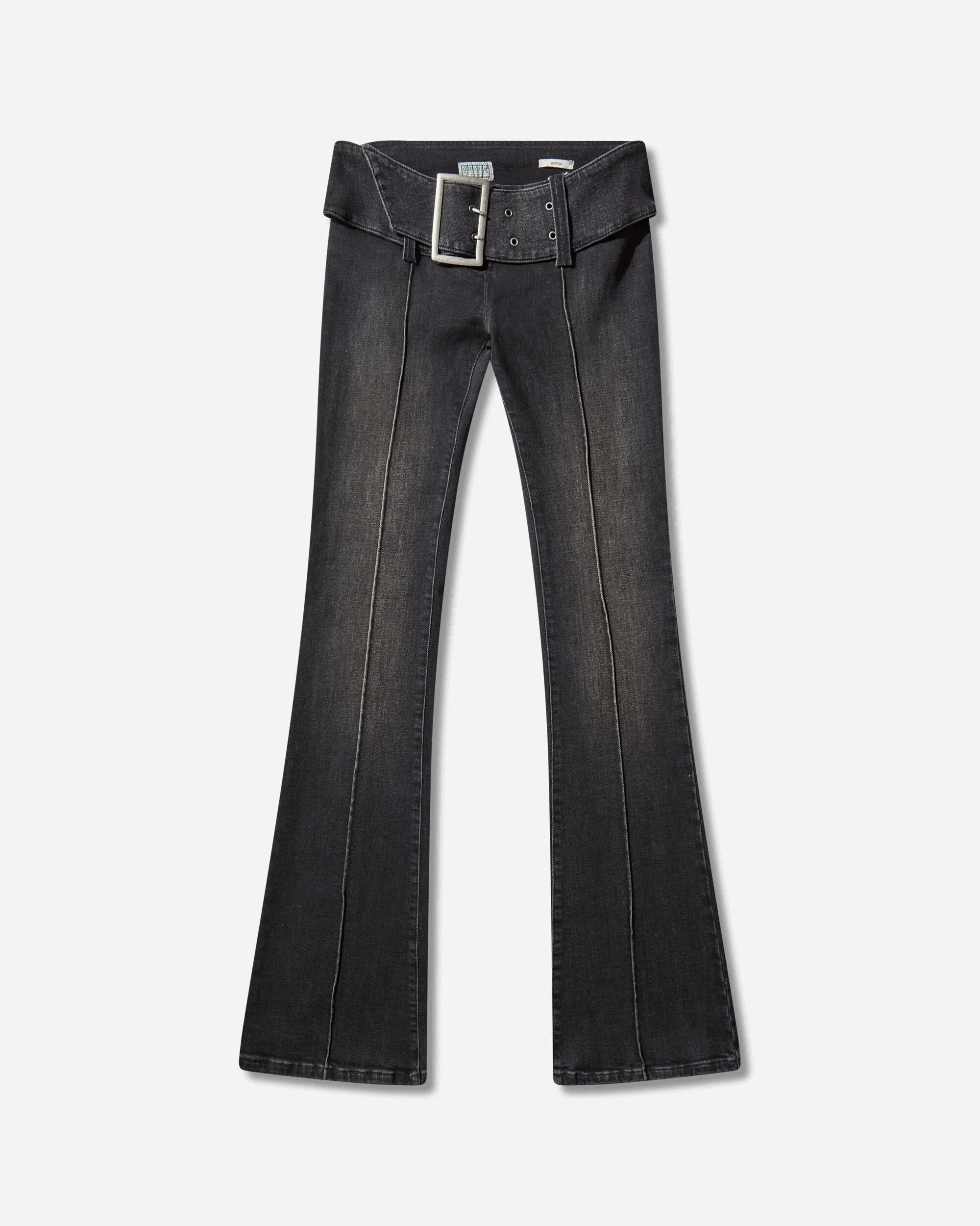 Women's Belted Bootcut Pants Black Sanded Wash