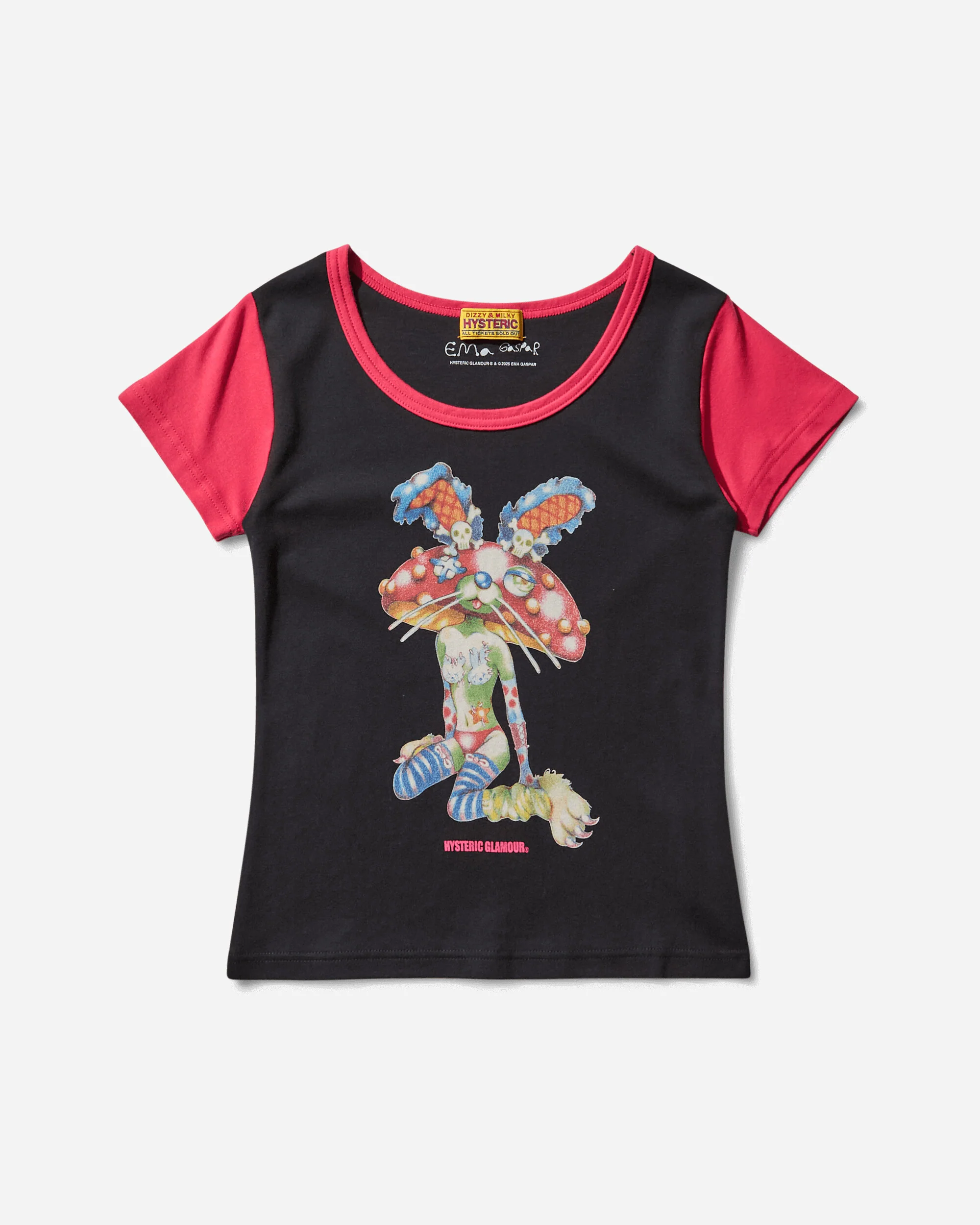 Women's Ema / Lazy Mushroom Tiny T-Shirt Black