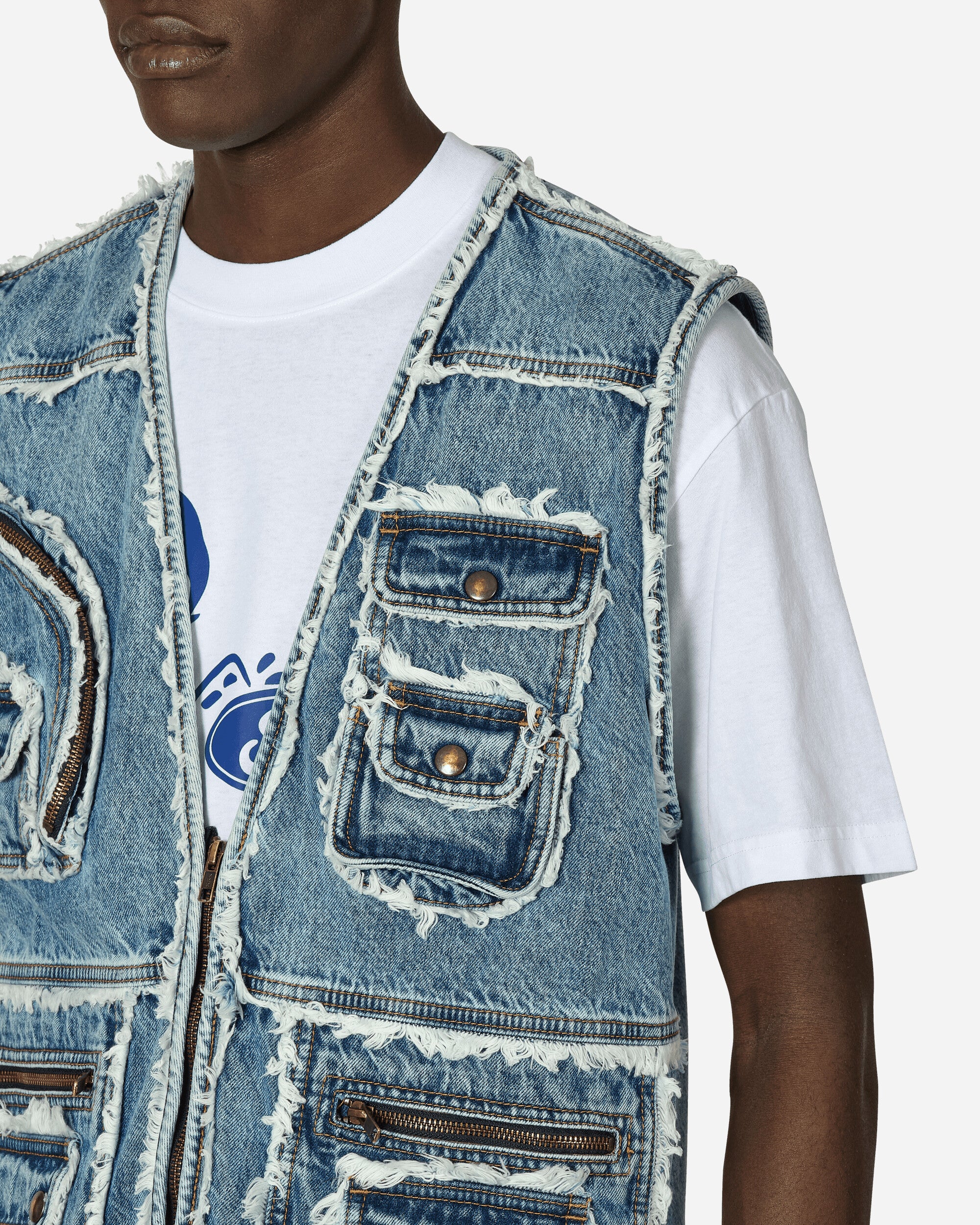 Fringes Utility Denim Vest Blue - Image 5