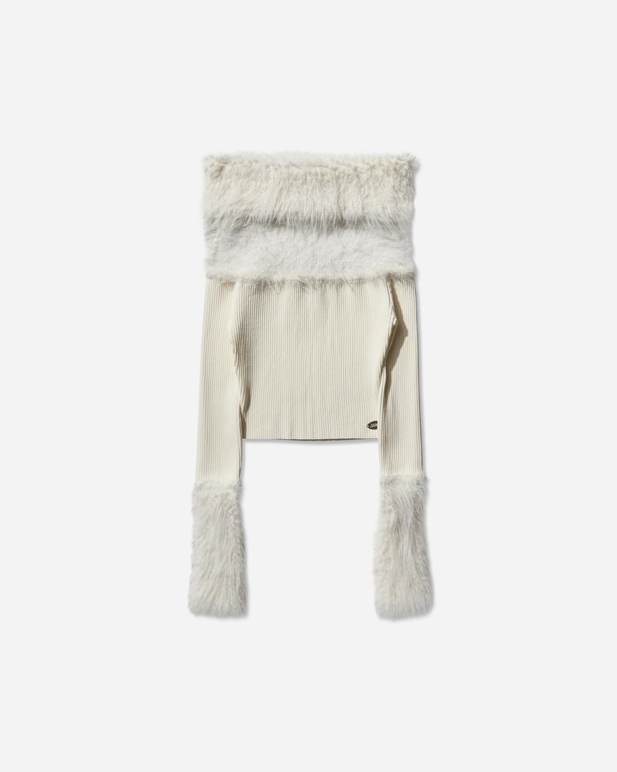 Women's Off-Shoulder Hairy Sweater Ecru