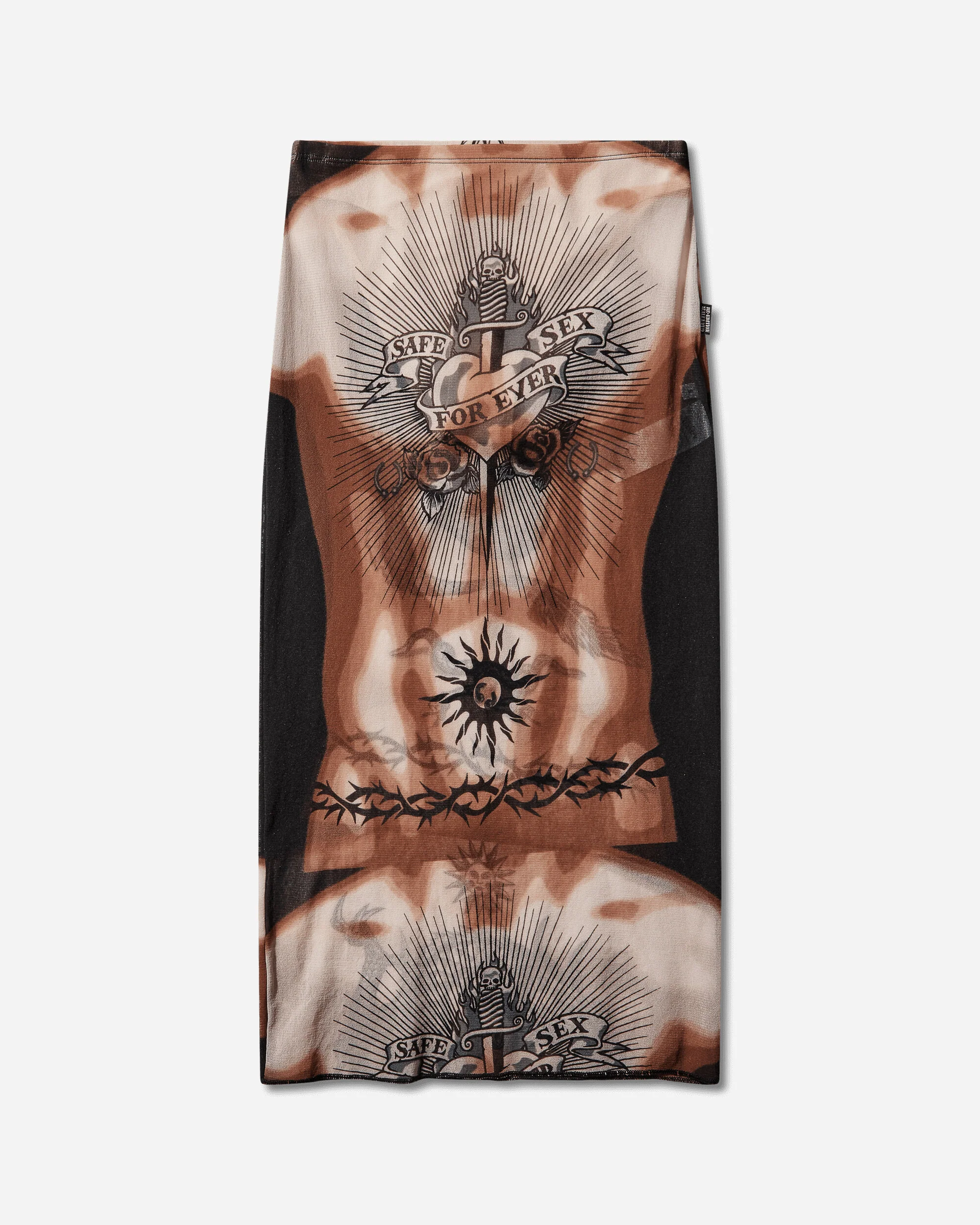 Women's Re-Edition Safe Sex Tattoo Long Skirt Black