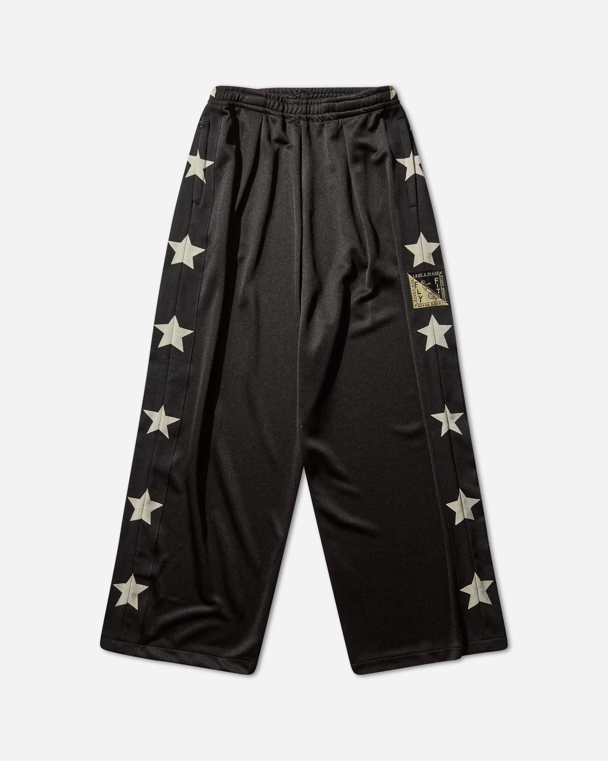 Men's Smooth Jersey Stuntman & Woman Baggy Track Pants Black