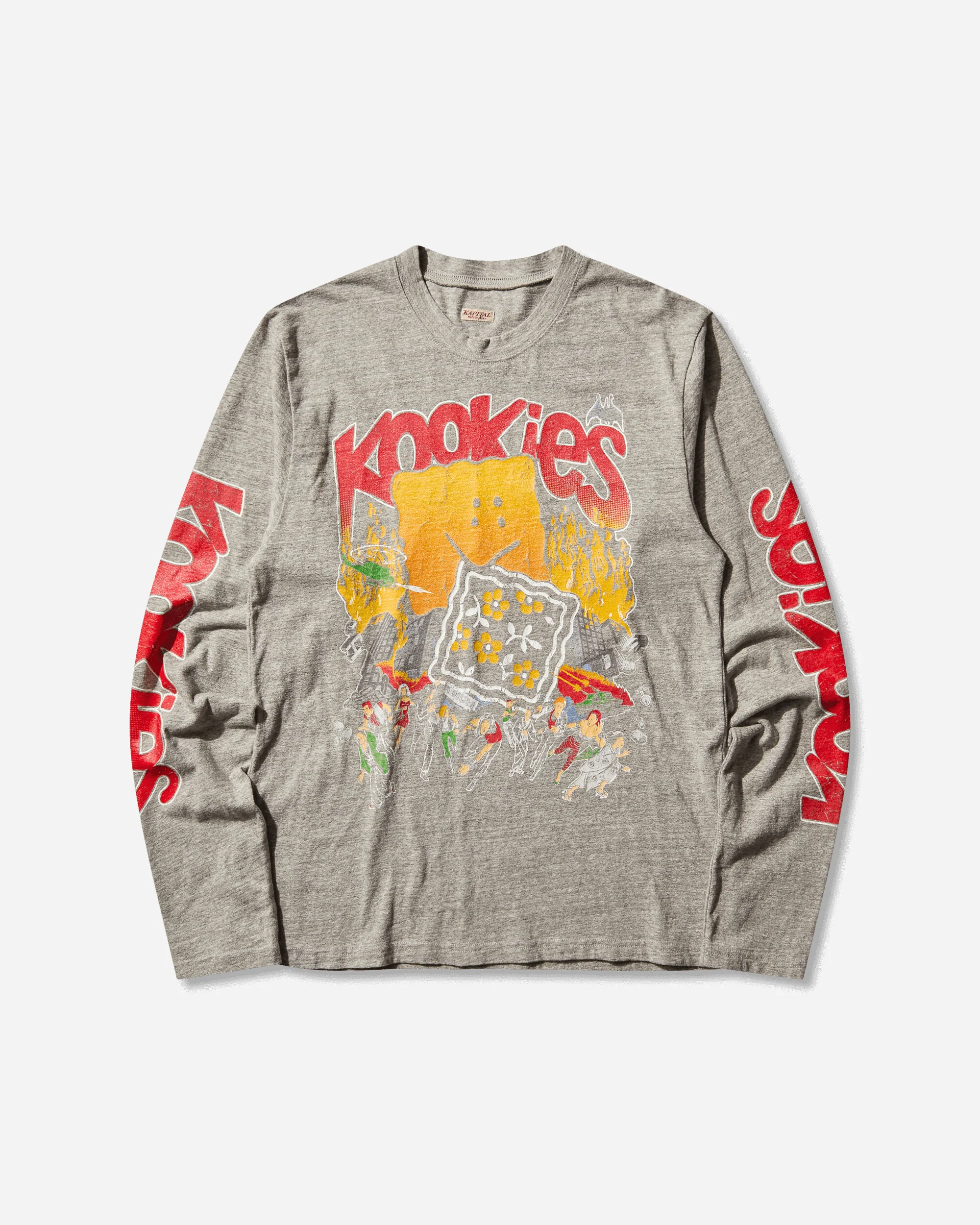 Men's Top Jersey Crew Longsleeve T-Shirt (Buster Peckish Bowy) Gray