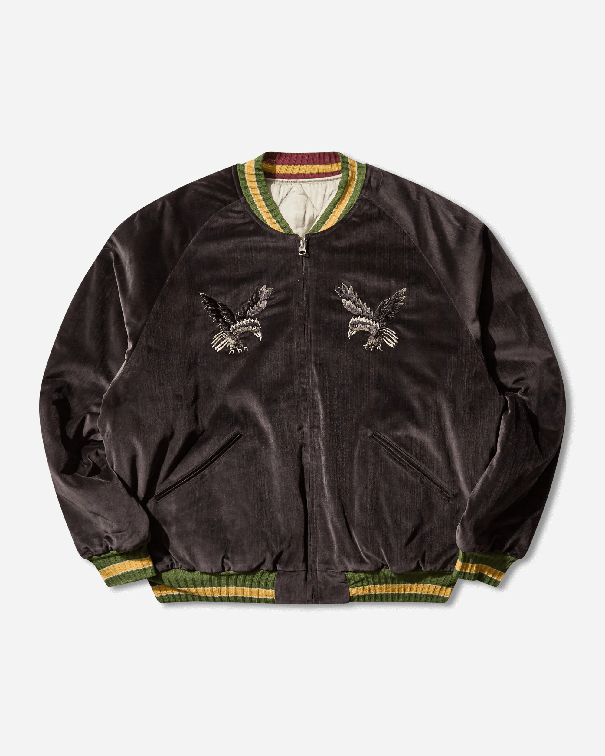 Men's Velveteen Souvenir Jacket (Raven & Skull) Black