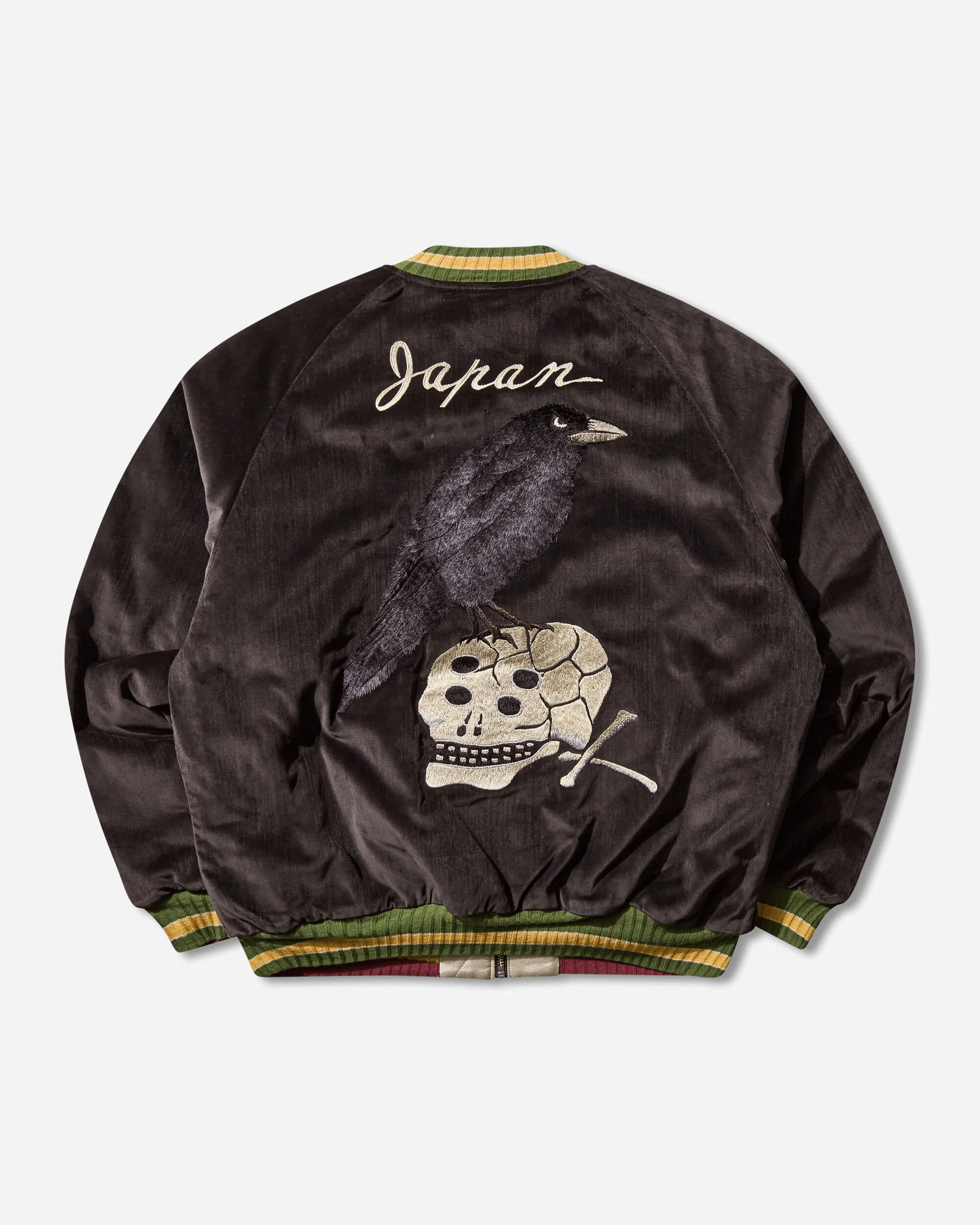 Men's Velveteen Souvenir Jacket (Raven & Skull) Black - Image 2