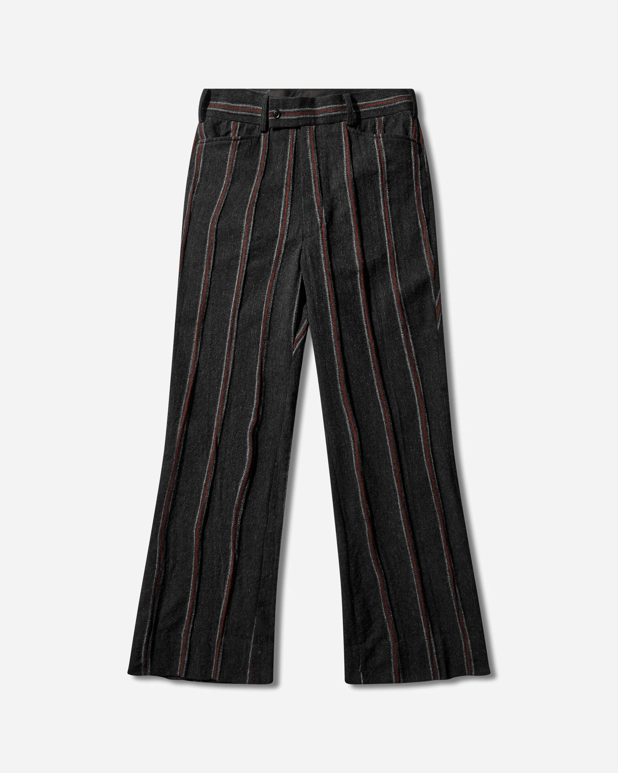 Men's Striped Tweed Boot-Cut Trousers Charcoal / Red