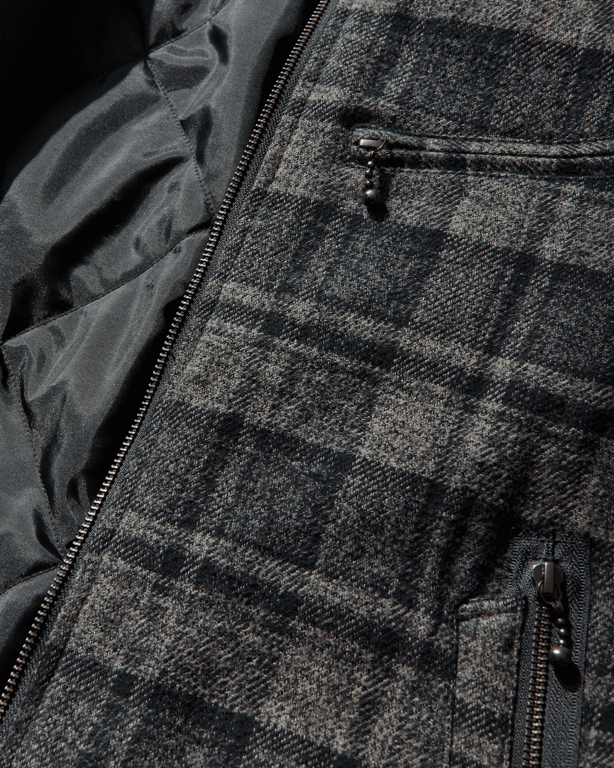 Men's Check Zip Jacket Black - Image 4