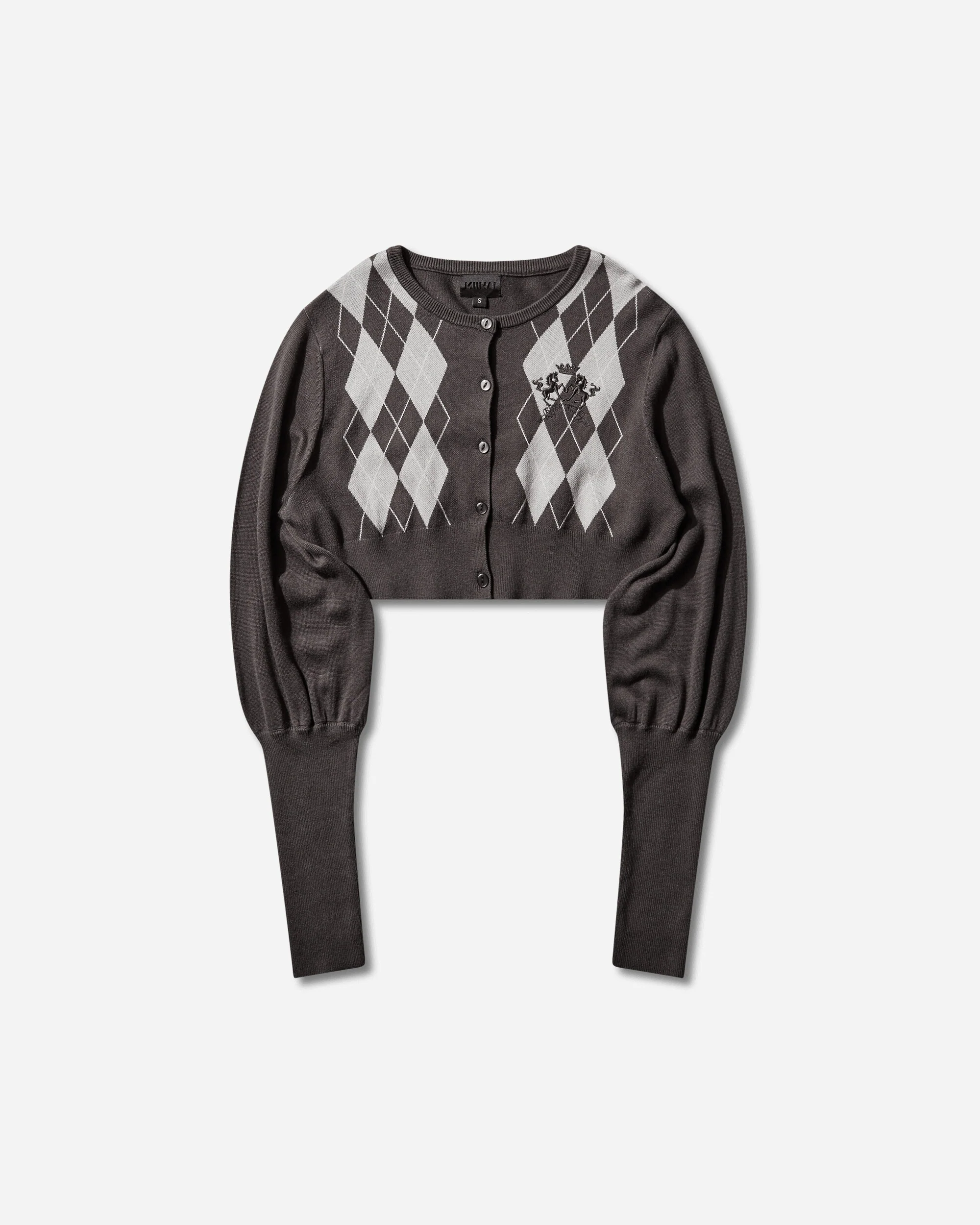 Women's Bubble Cardigan Grey Argyle