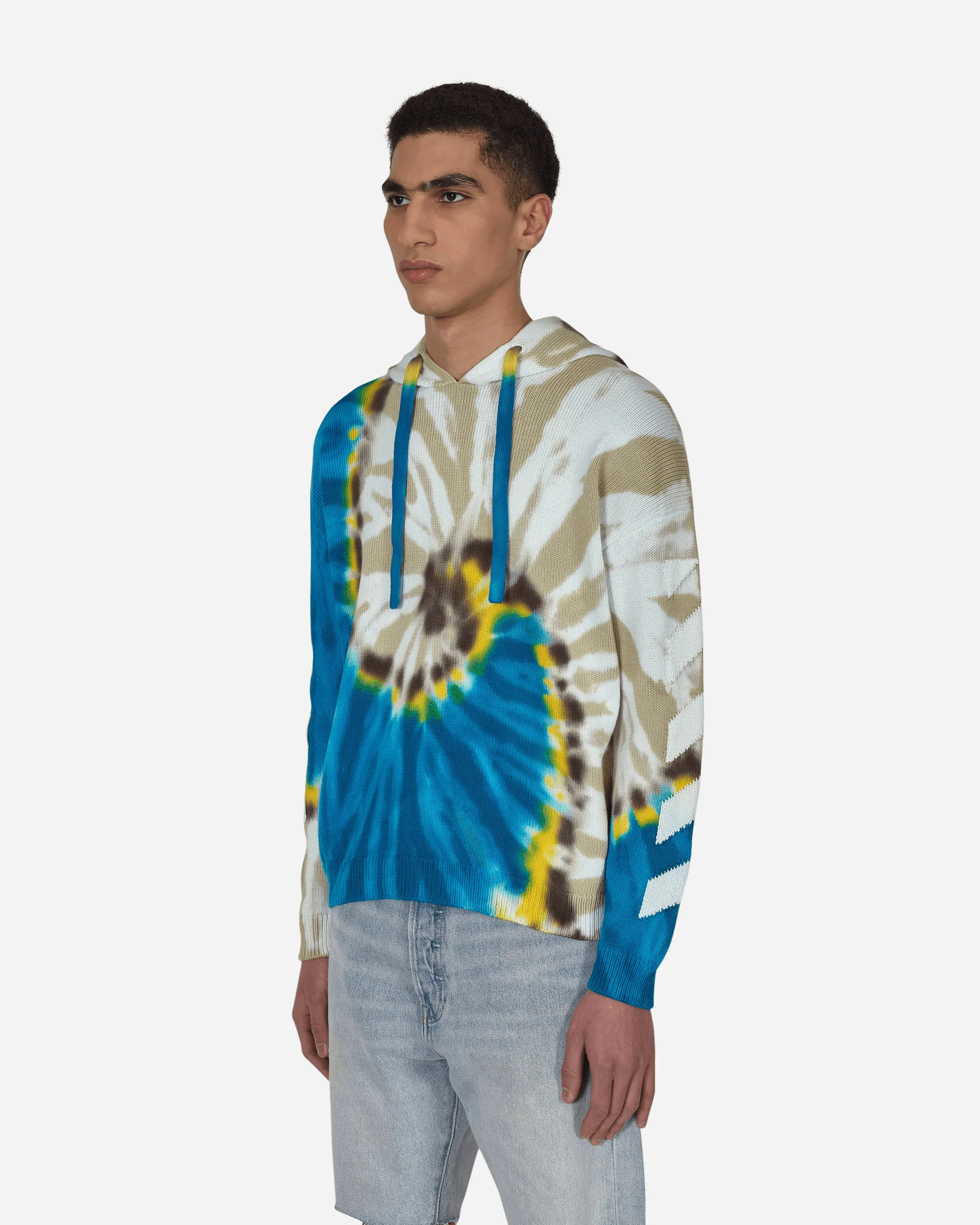 Diag Tie Dye Knit Hoodie Blue - Image 2