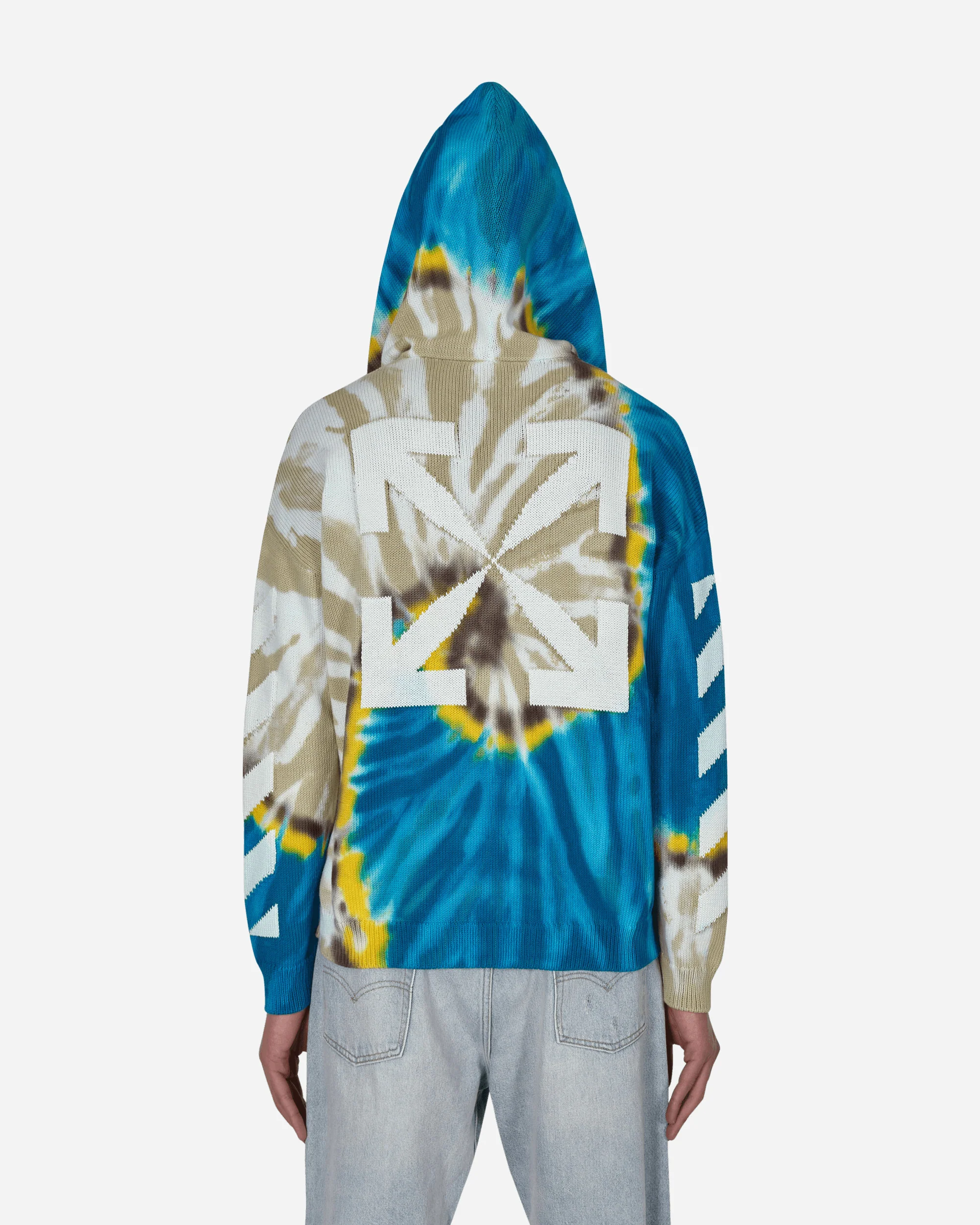 Diag Tie Dye Knit Hoodie Blue - Image 3