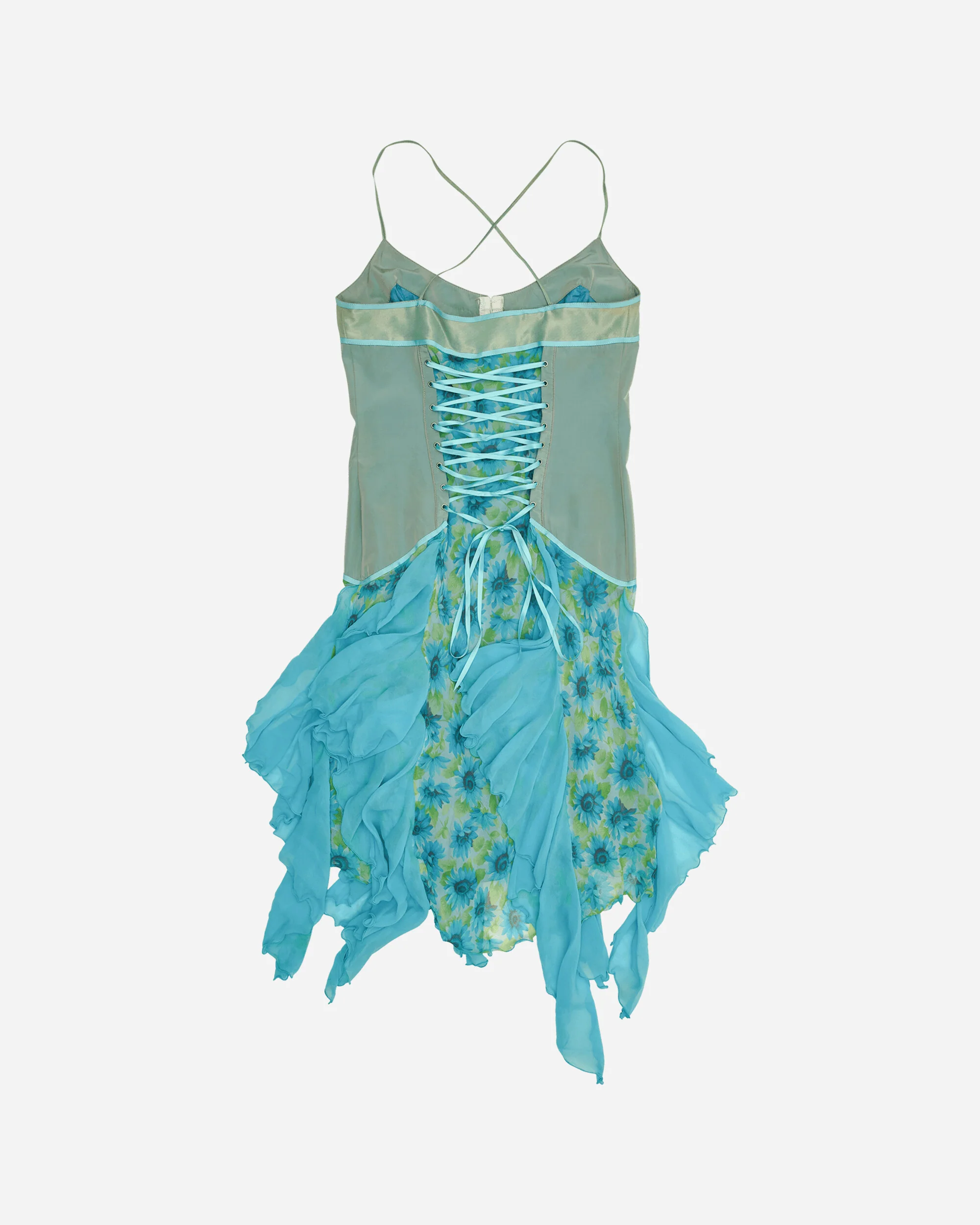 Women's Silk Coset Dress Blue - Image 2