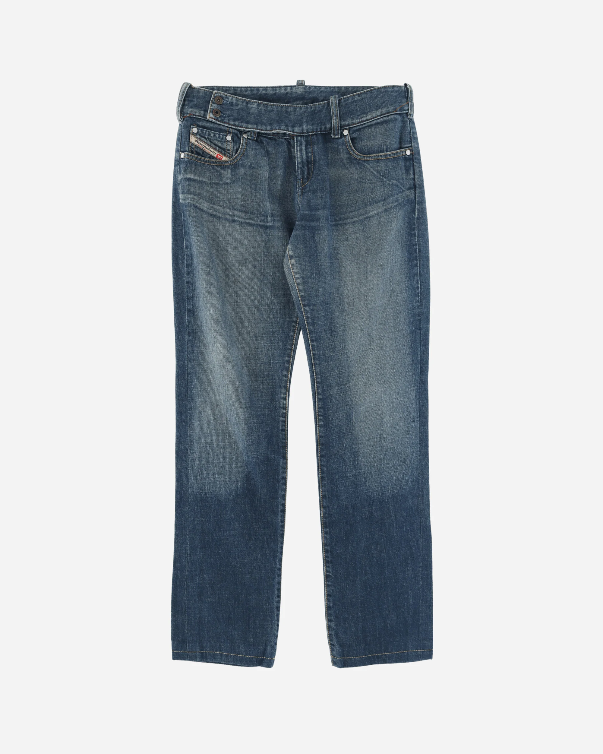 Women's Low Waist Belted Jeans Blue