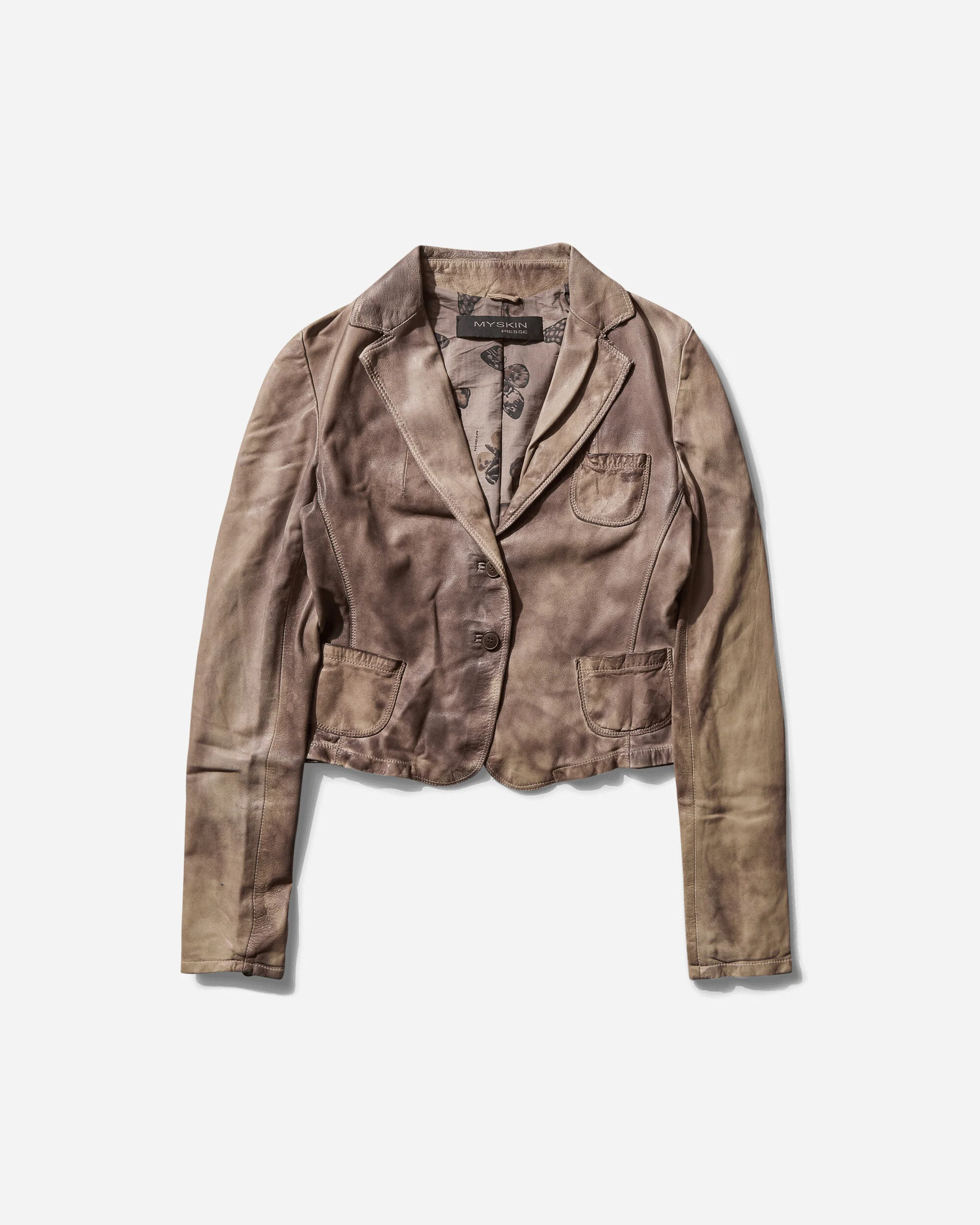 Women's Faded Leather Blazer Brown