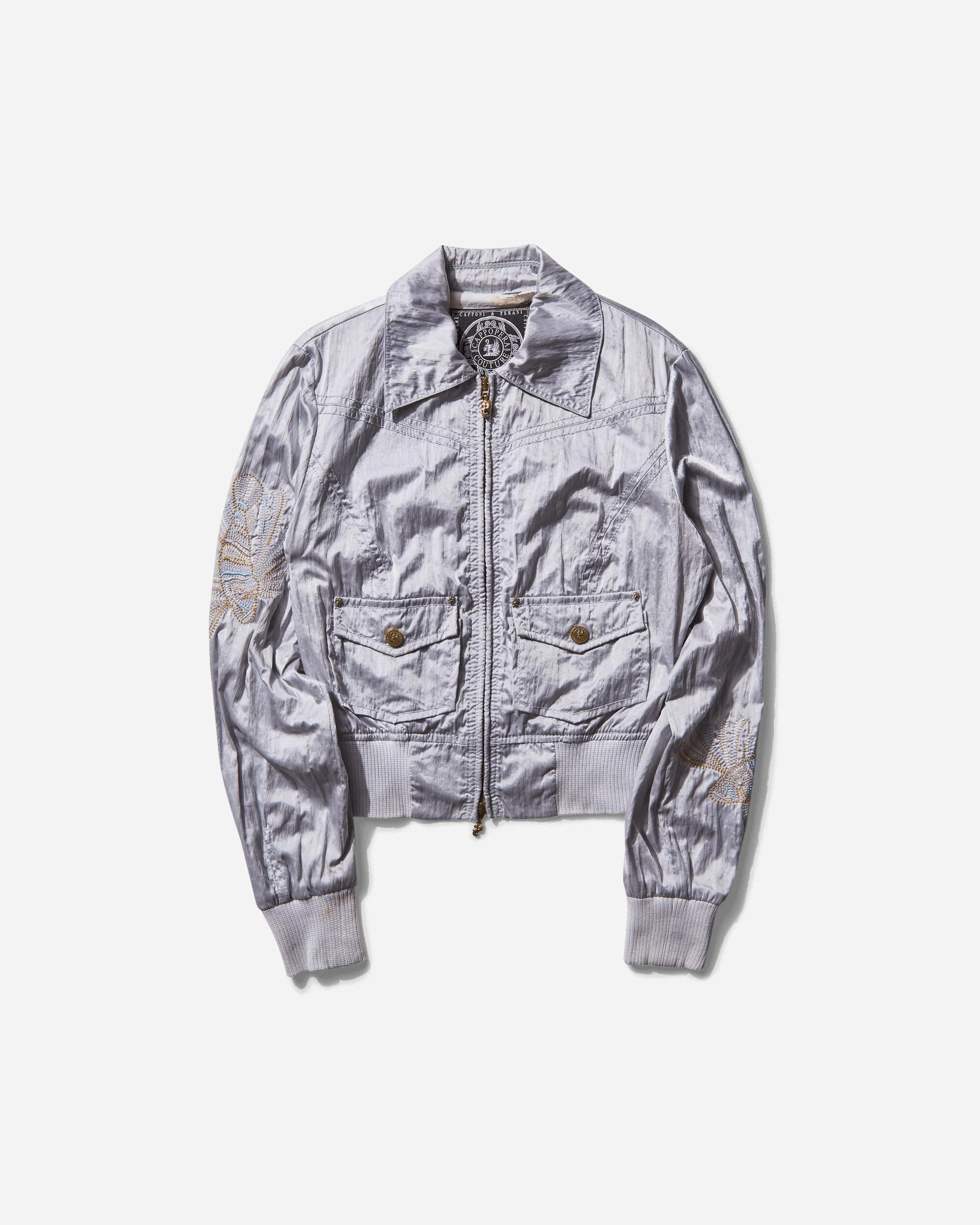 Women's Fish Embroidery Satin Jacket Lilac