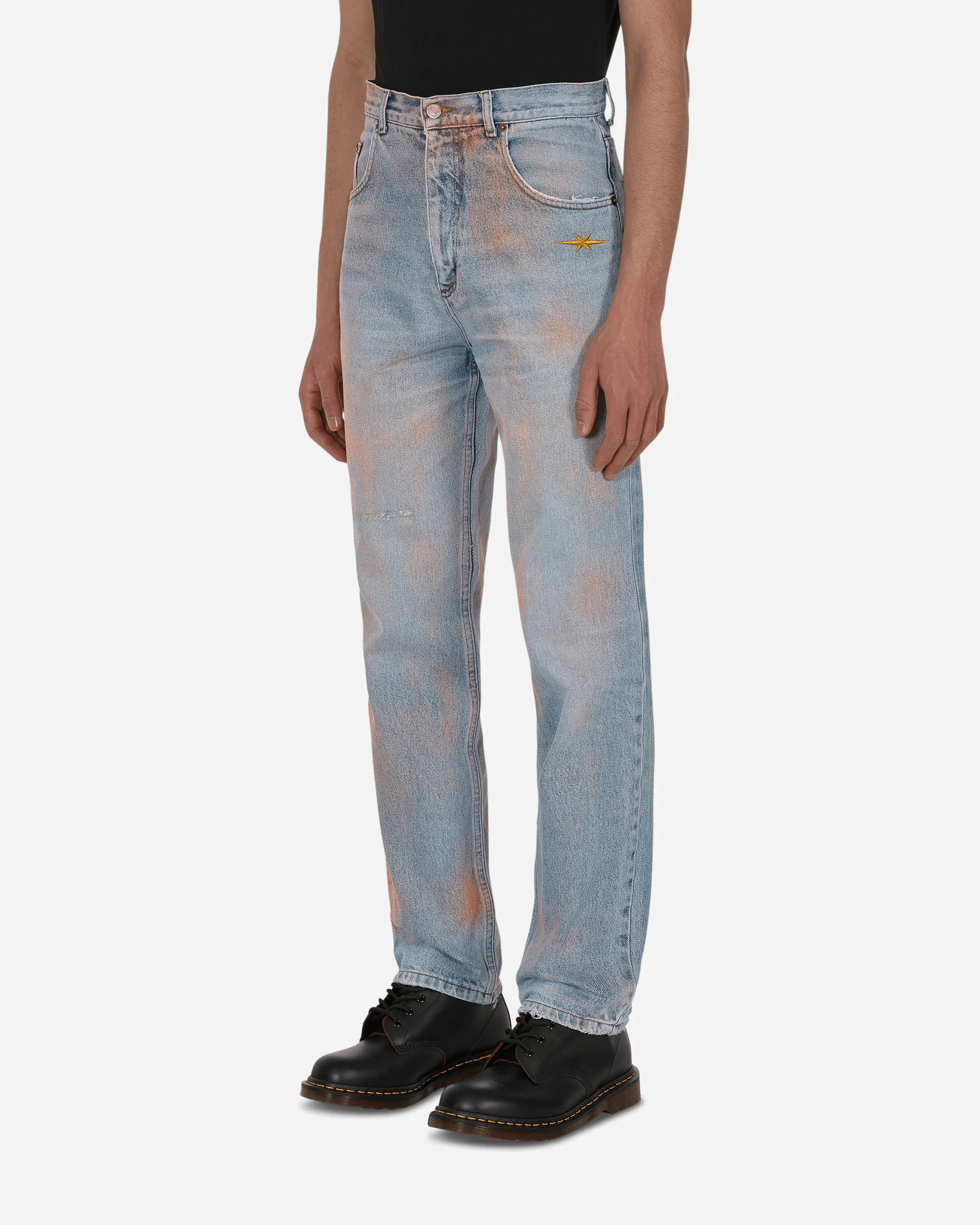Spray Painted Vintage Denim Pants Blue - Image 2
