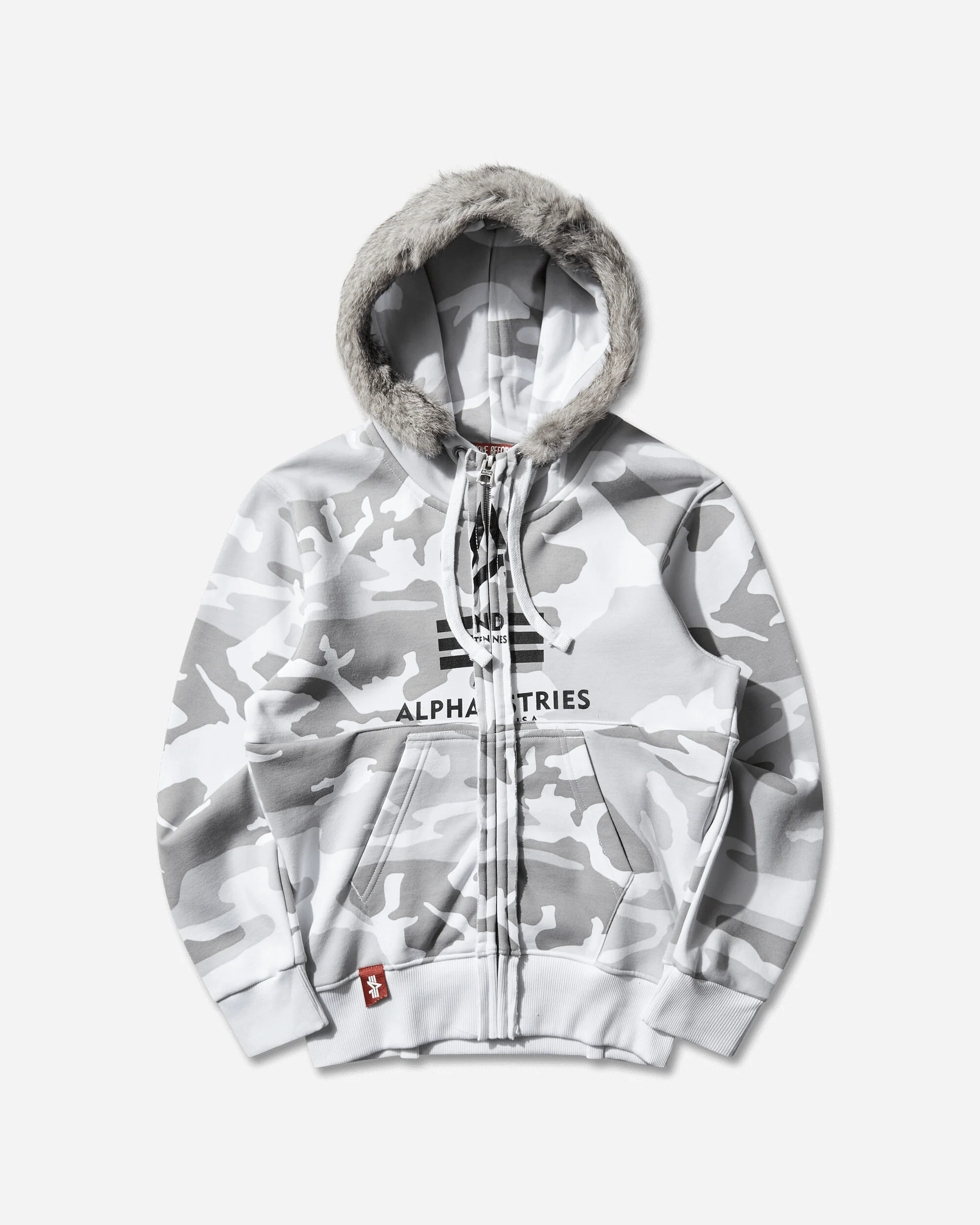 Women's Alpha Industries Fur Trimmed Hoodie White Camo