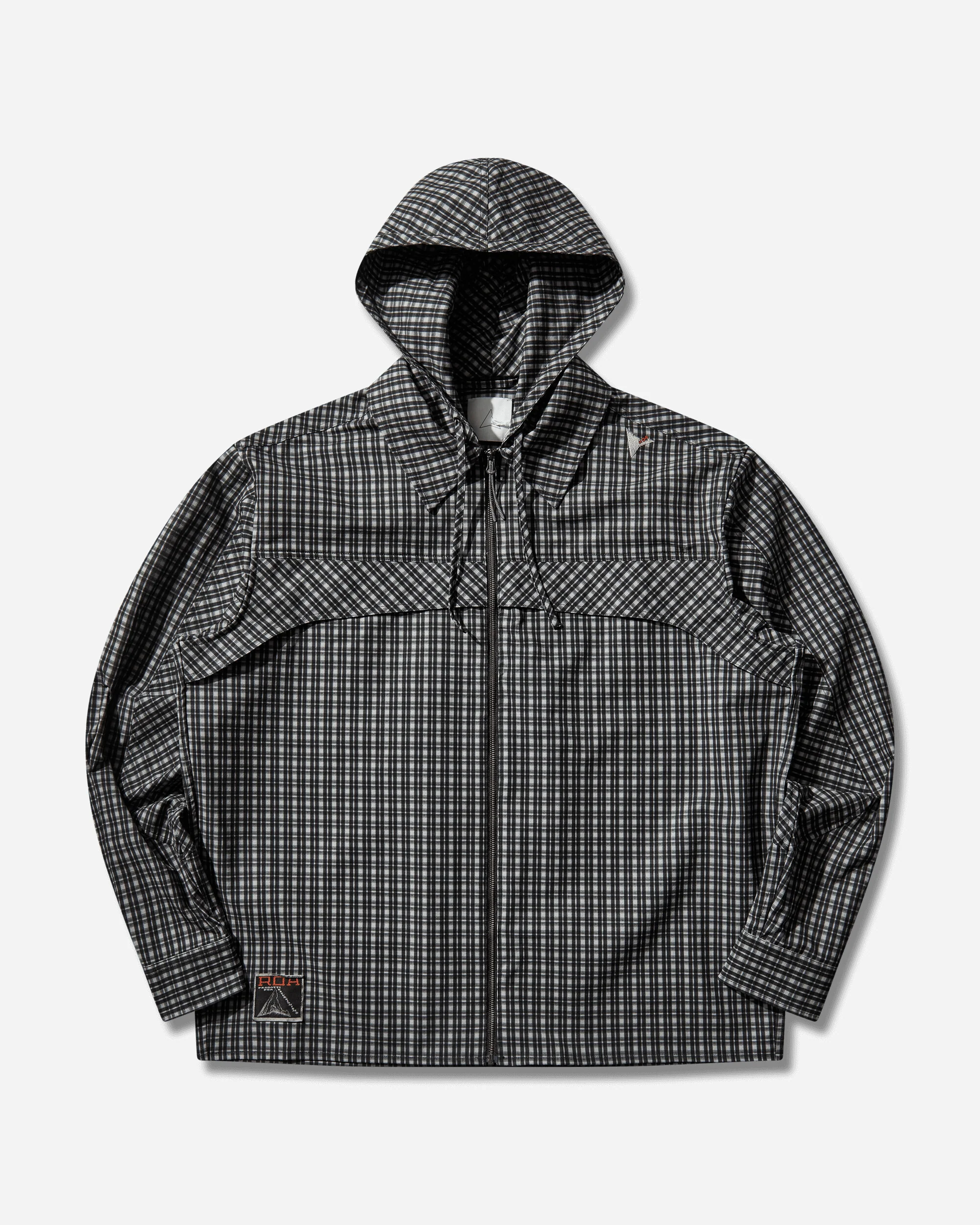 Men's Aair FloWeave Printed Check Long Sleeve Hooded Shirt Anthracite