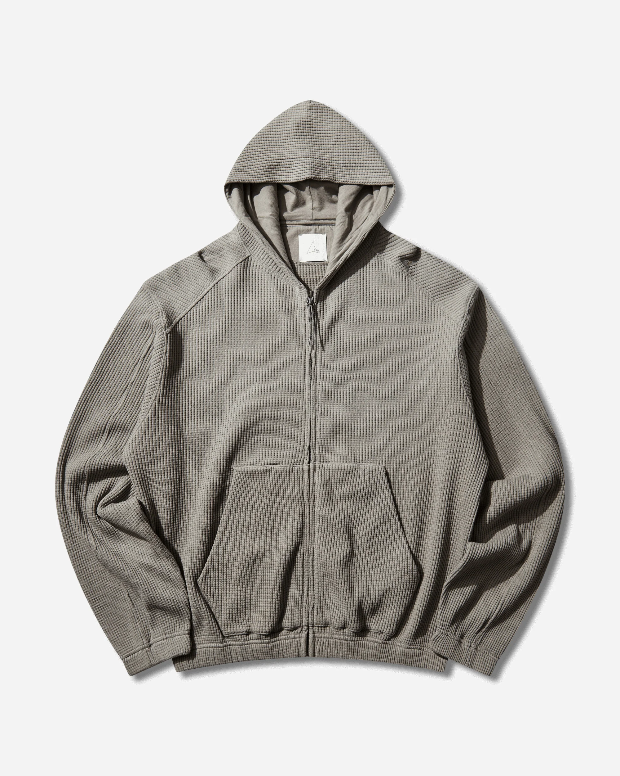Men's Bee Sun Faded Organic Waffle Zip Up Hoodie Grey