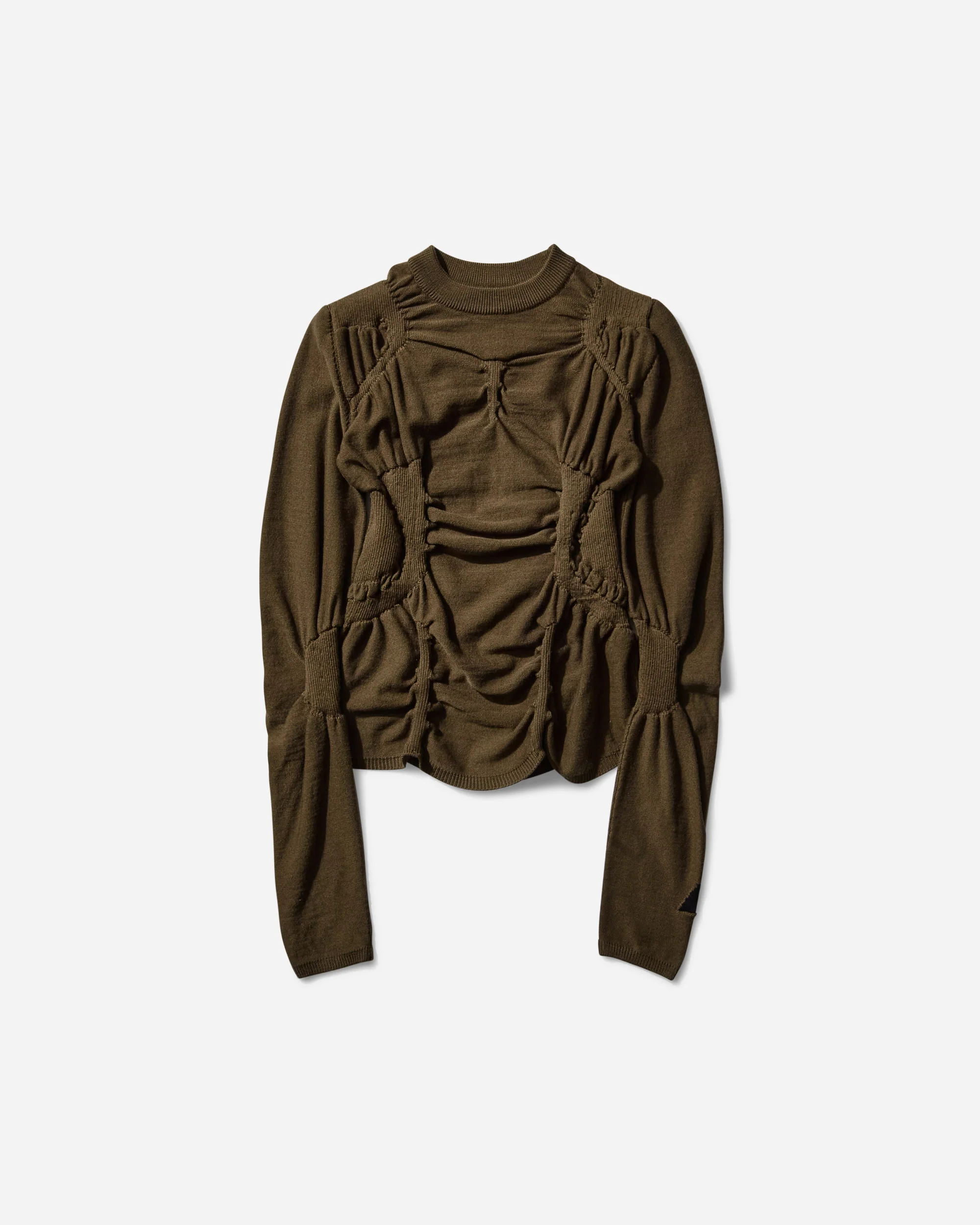 Women's Pinched Wool Knit Top Olive