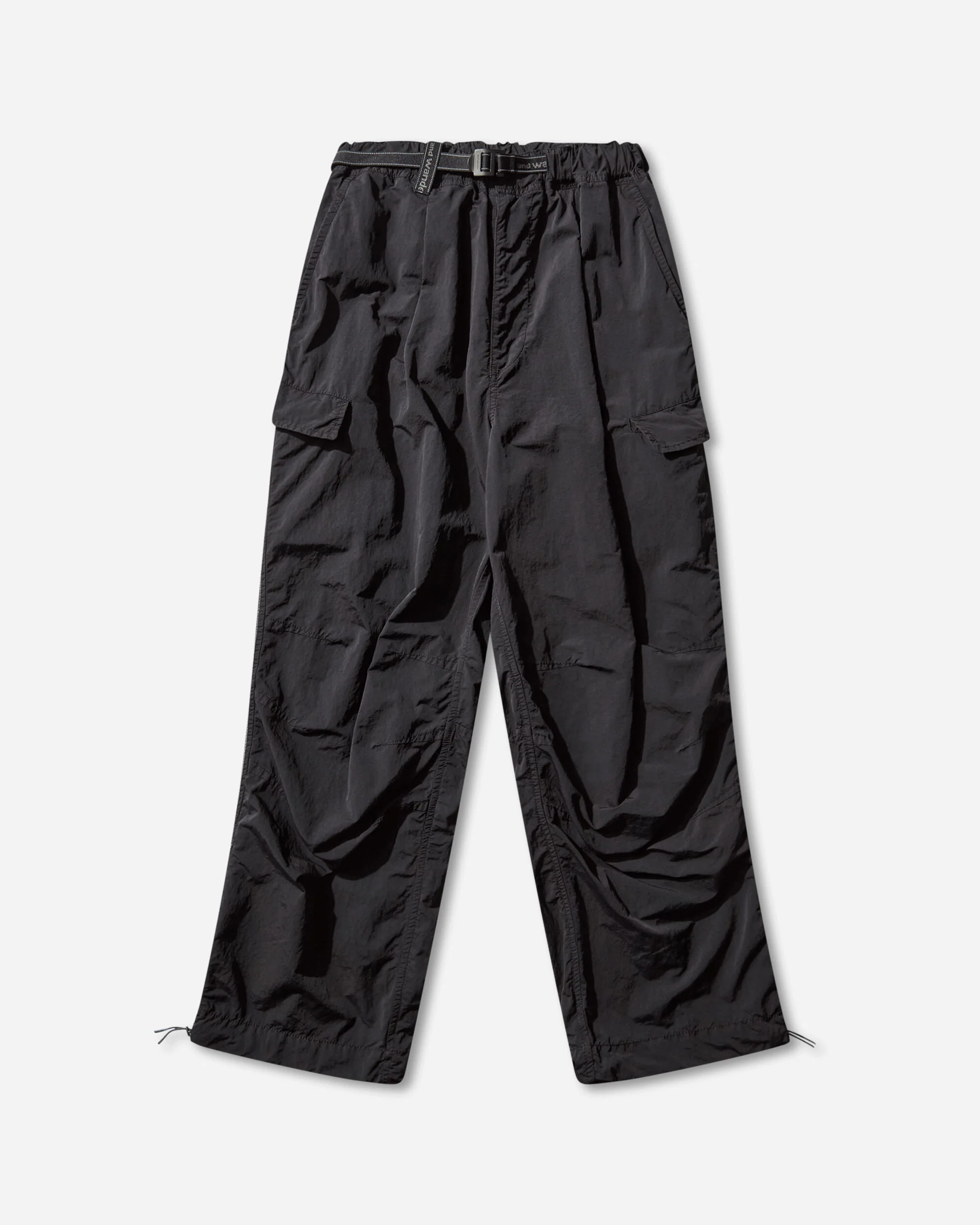 and wander Garment-Dyed Nylon Pants Black