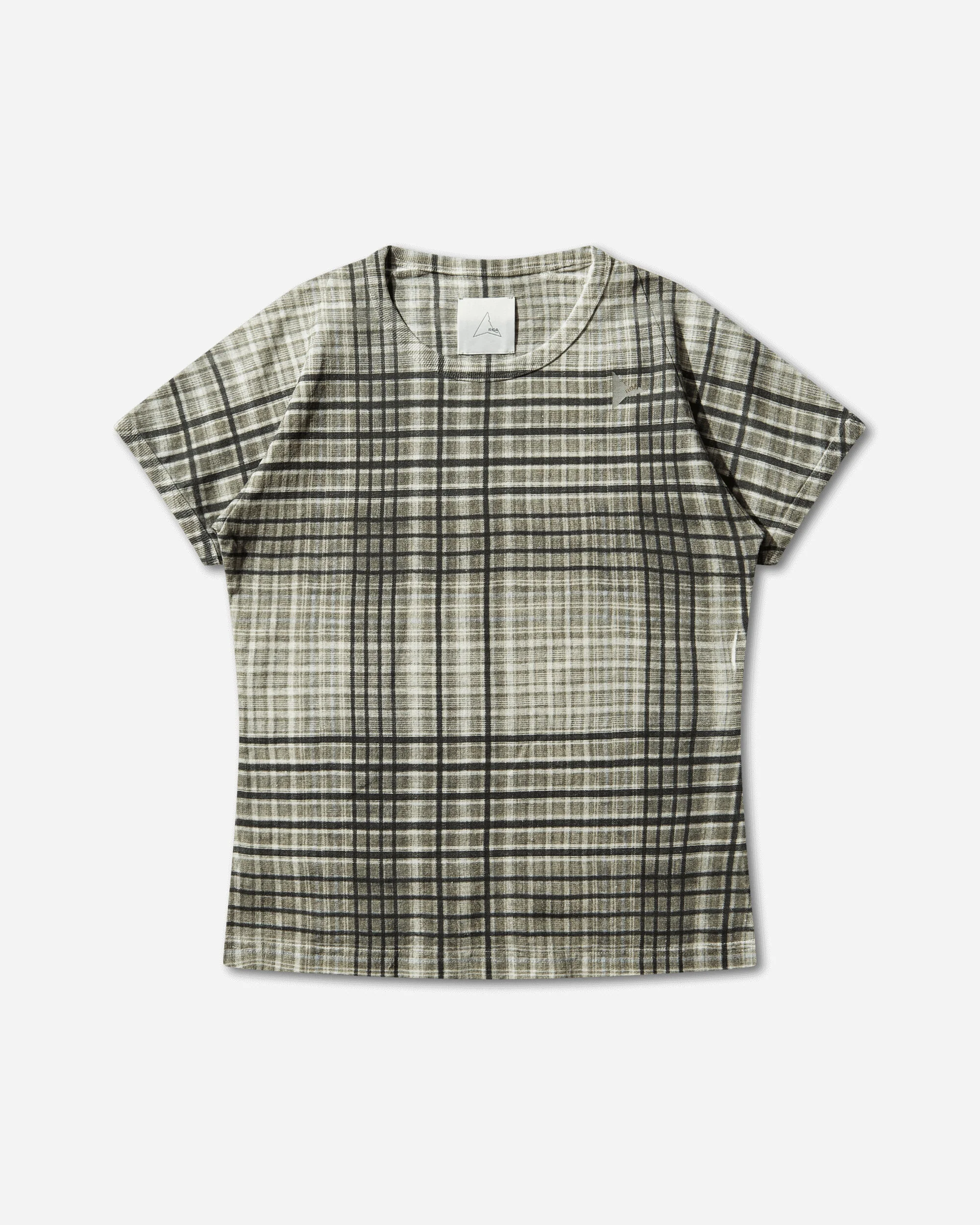 Women's Taba Printed Check Baby T-Shirt Sage Green