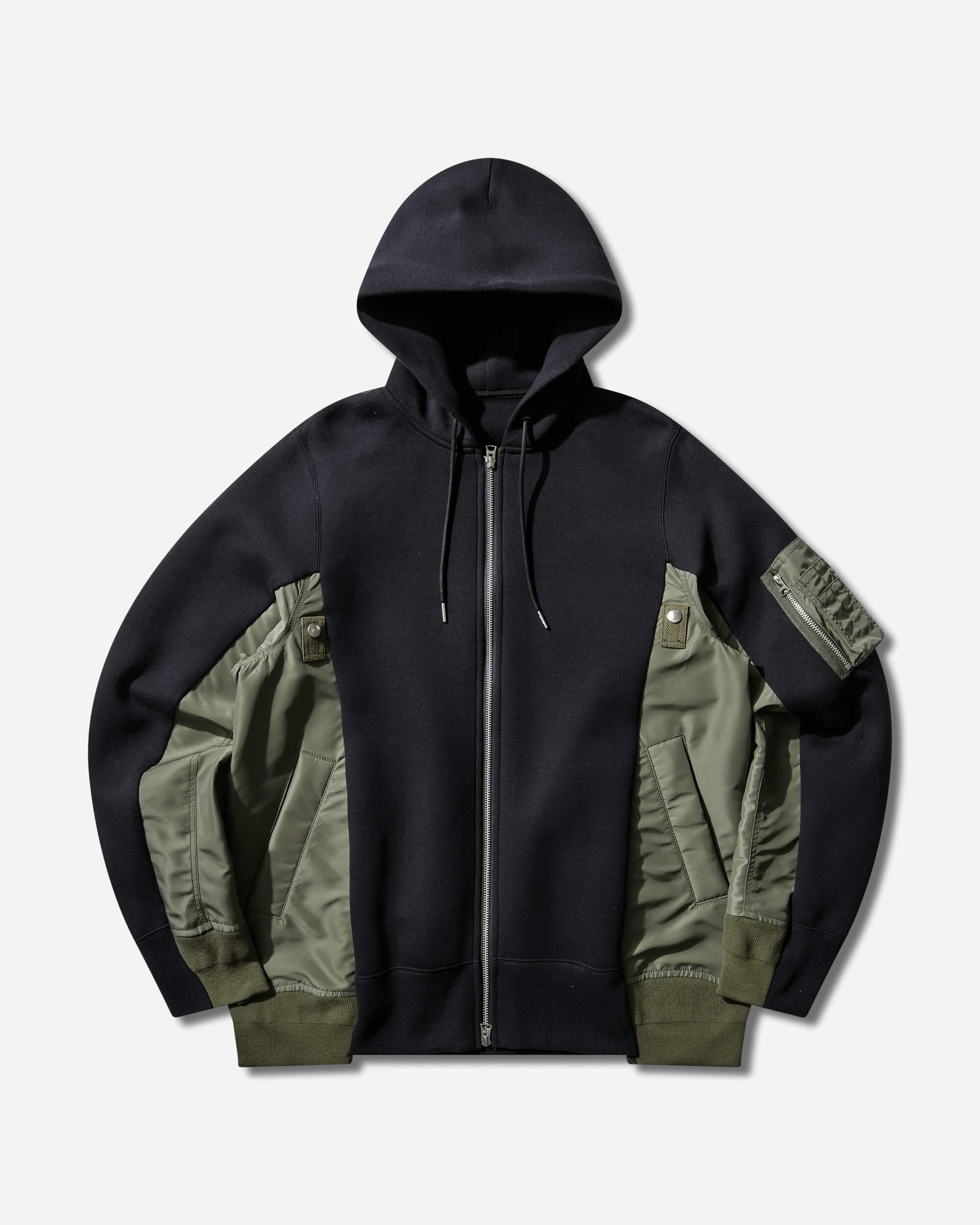 Men's Sponge Sweat x Nylon Twill Zip Hoodie Navy / Khaki