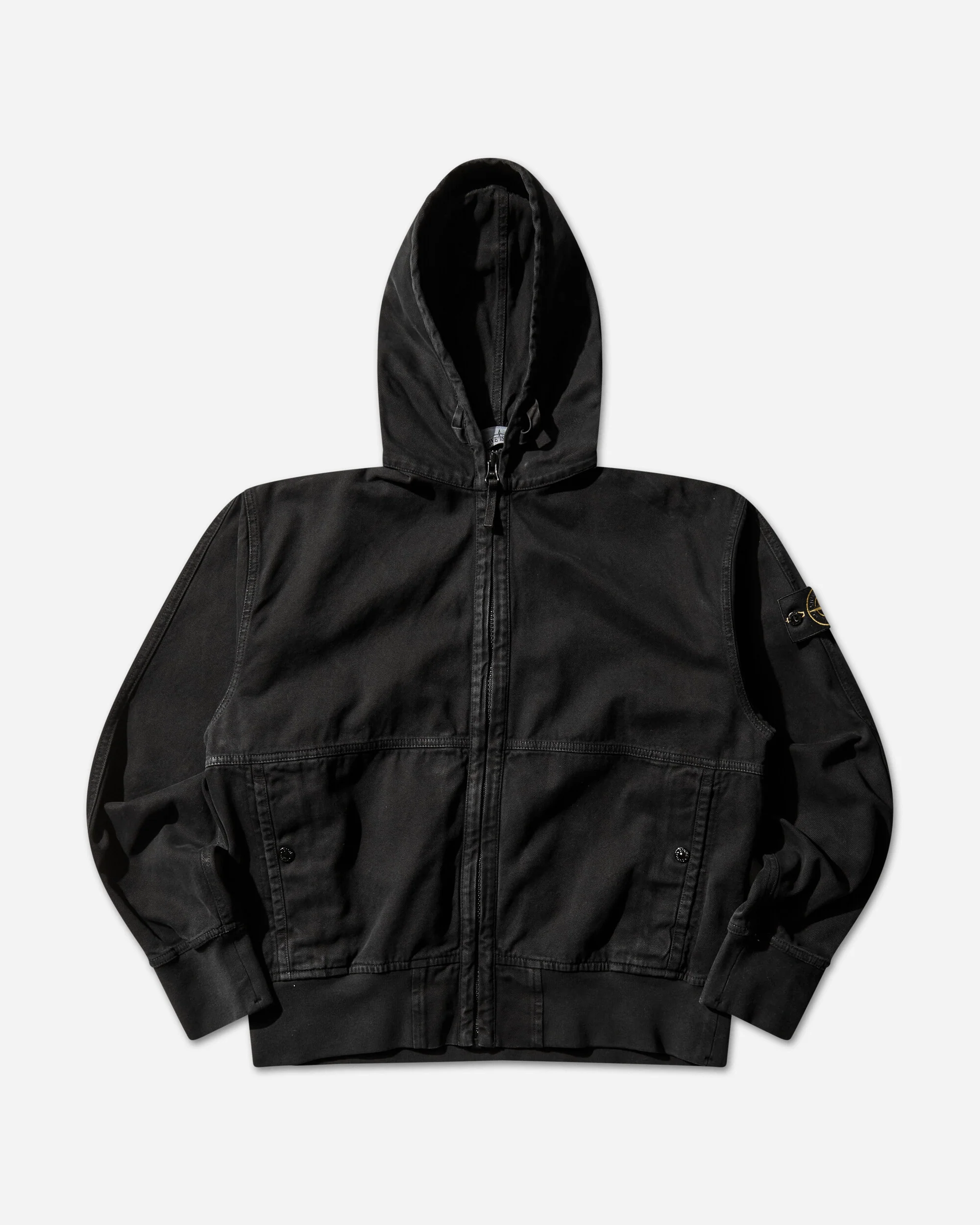 Men's Organic Panama Cotton 'OLD' Effect Zip Jacket Black