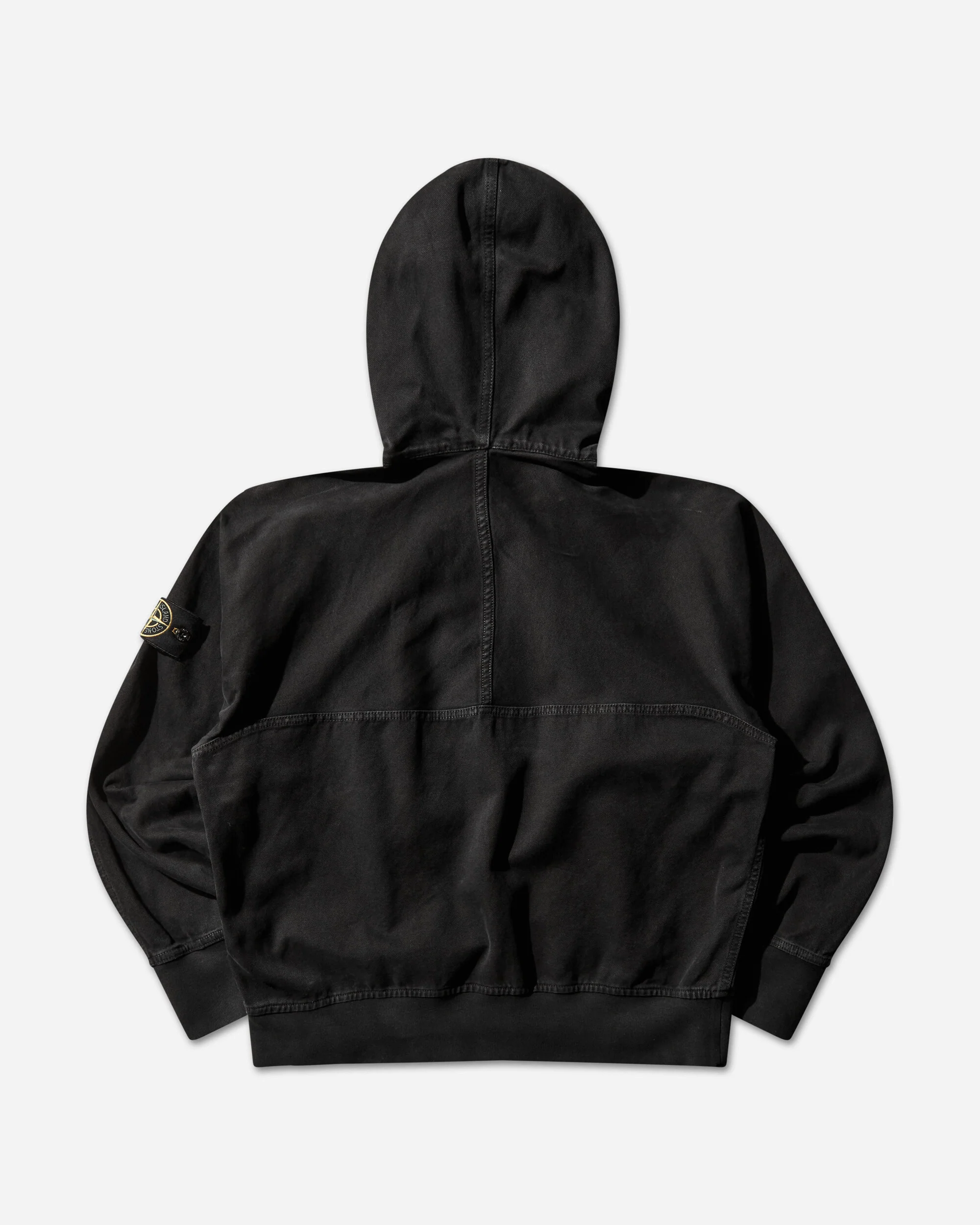 Men's Organic Panama Cotton 'OLD' Effect Zip Jacket Black - Image 2
