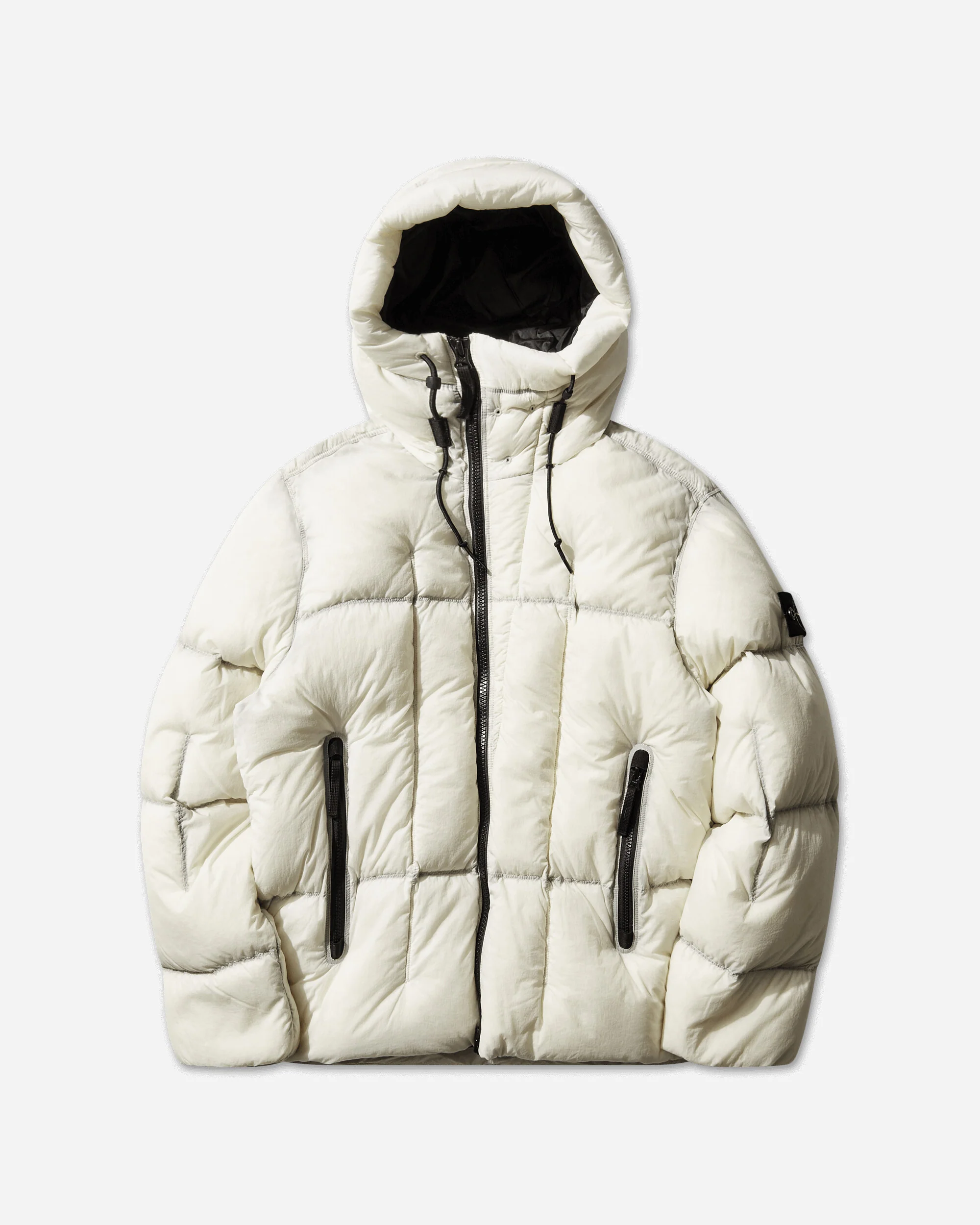 Men's Seam Faded Light Nylon Tela Down Jacket Ivory