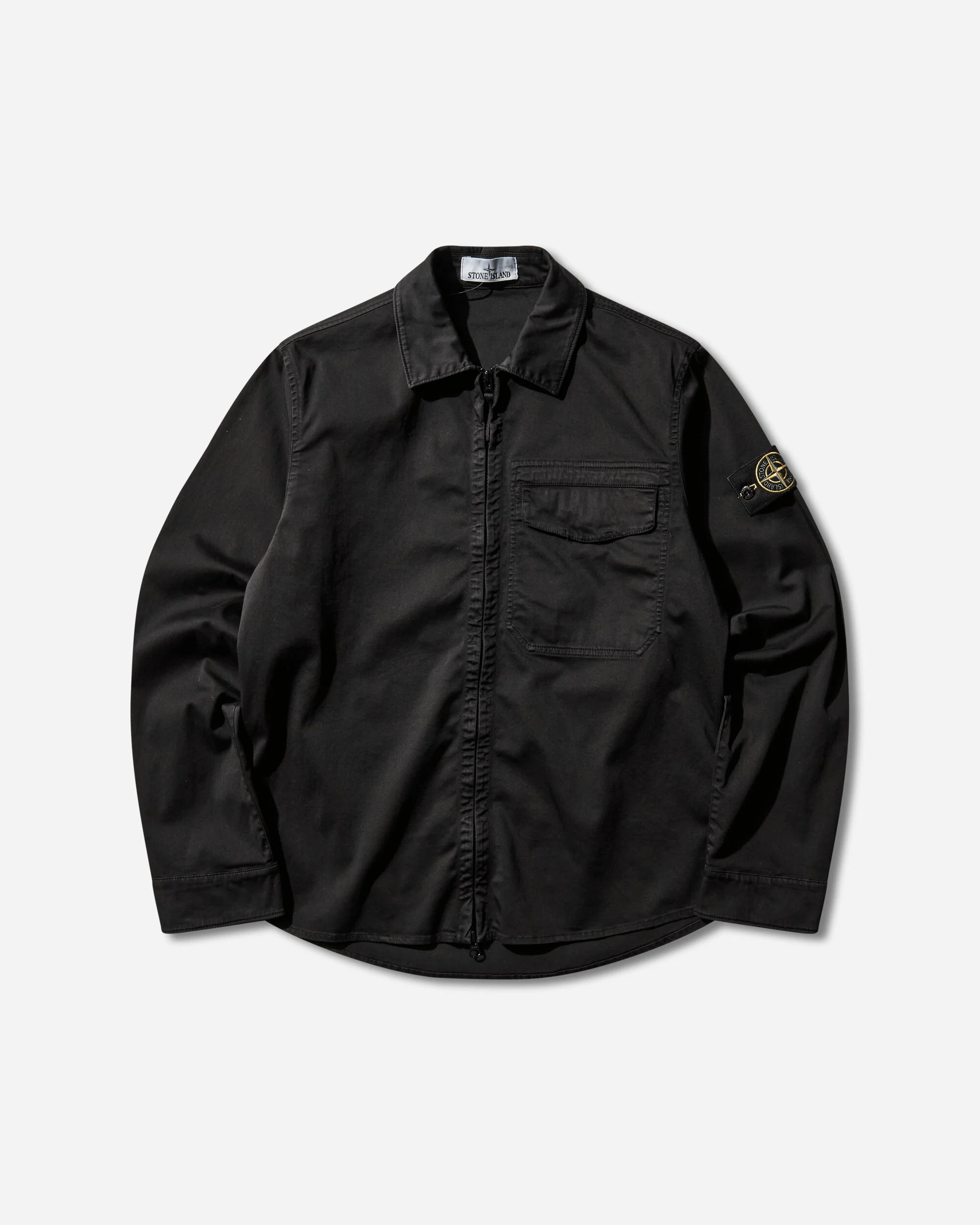 Men's Stretch Organic Cotton Satin Overshirt Black