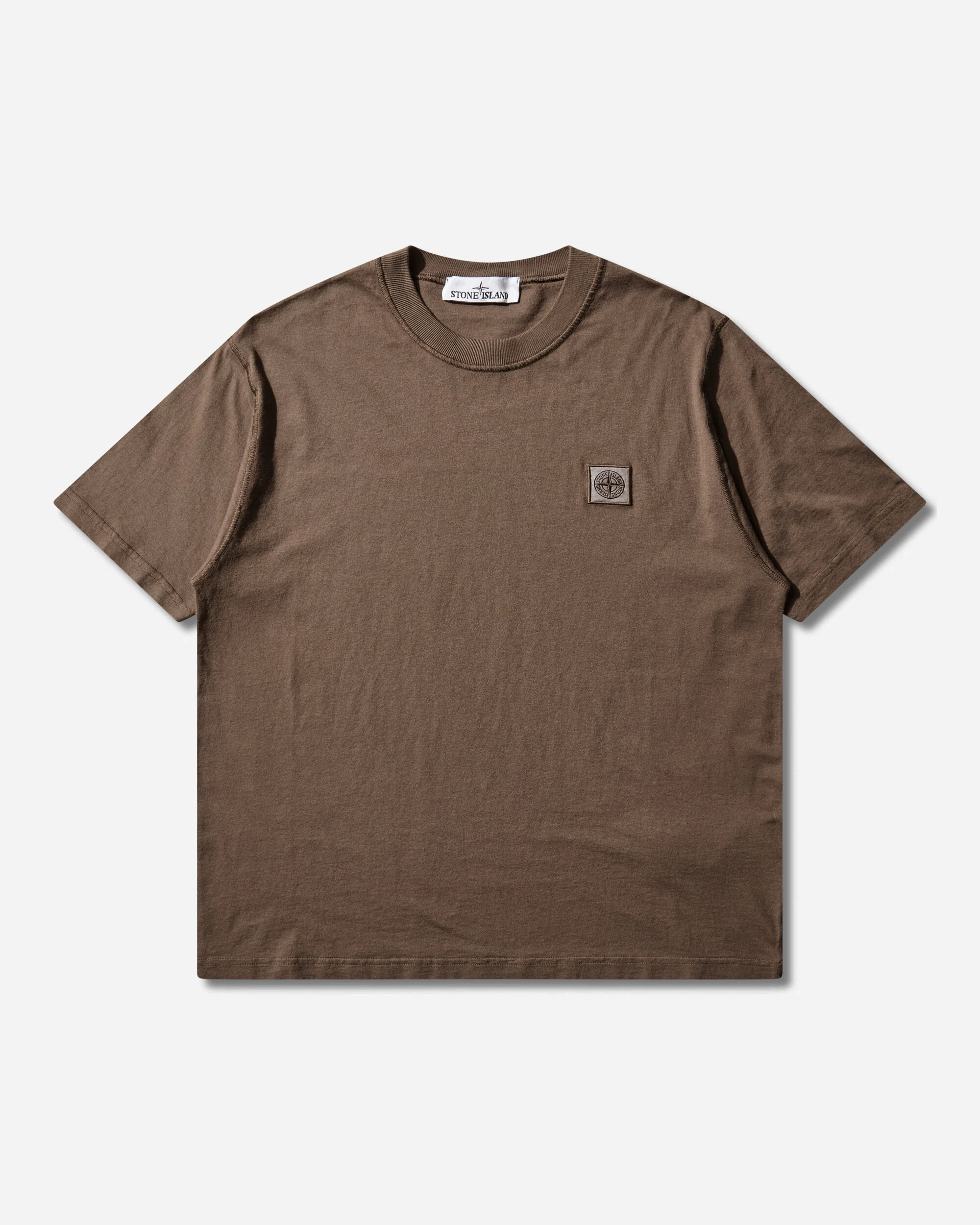 Men's Organic Cotton Jersey 'FISSATO' Effect T-Shirt Shadow Brown
