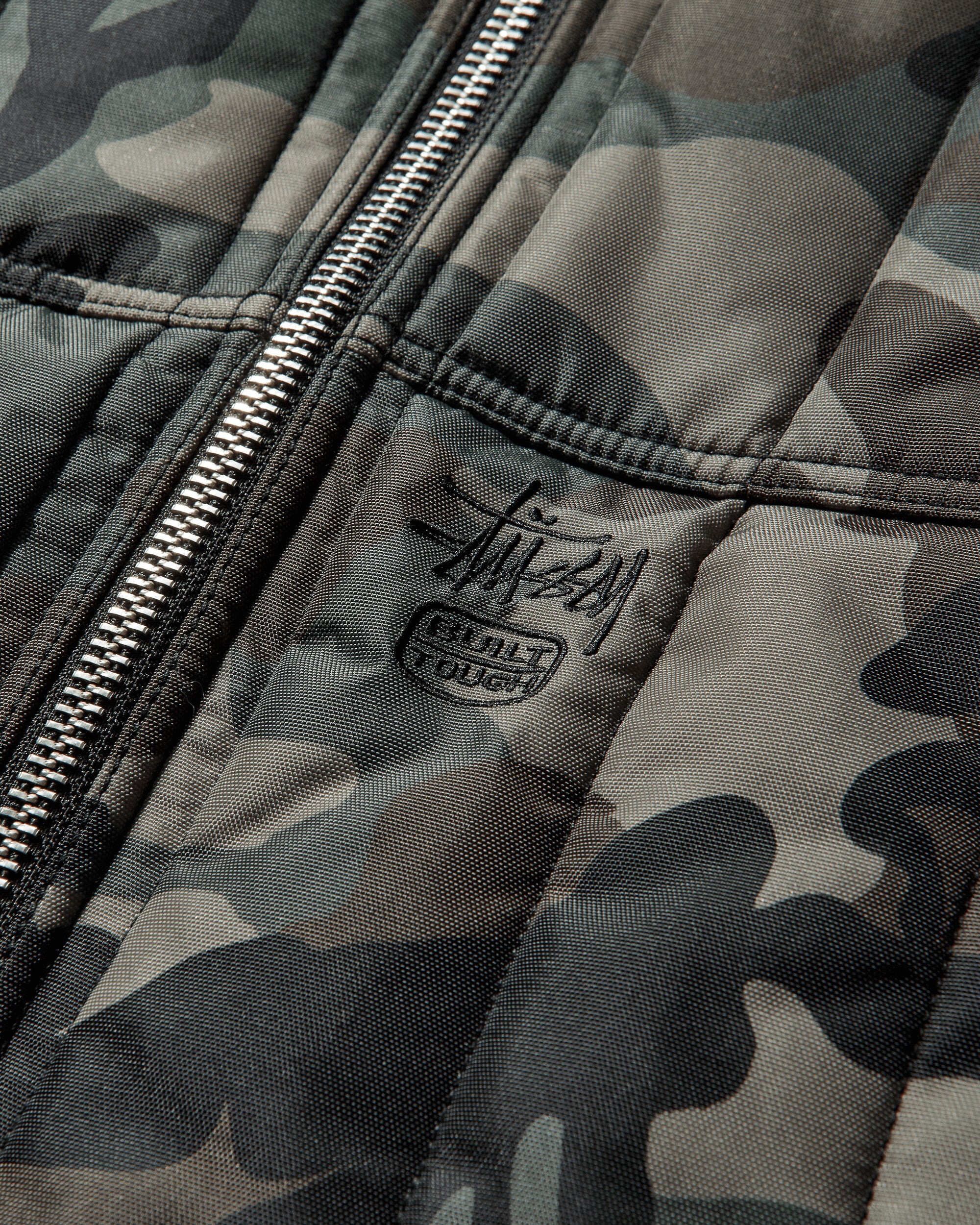 Quilted Nylon Work Jacket Woodland Camo - Image 3