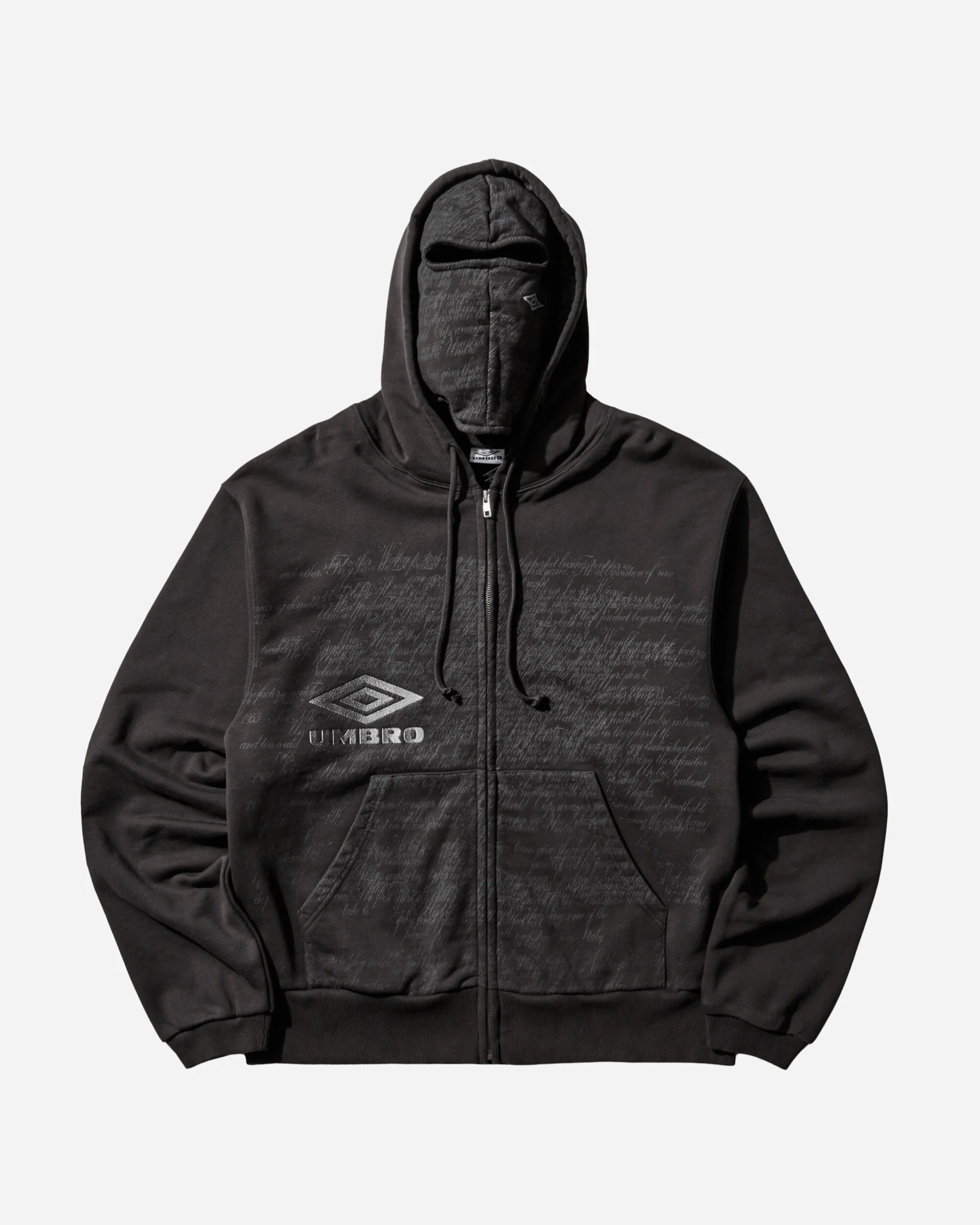 Compact Masked Zip Hoodie Washed Black