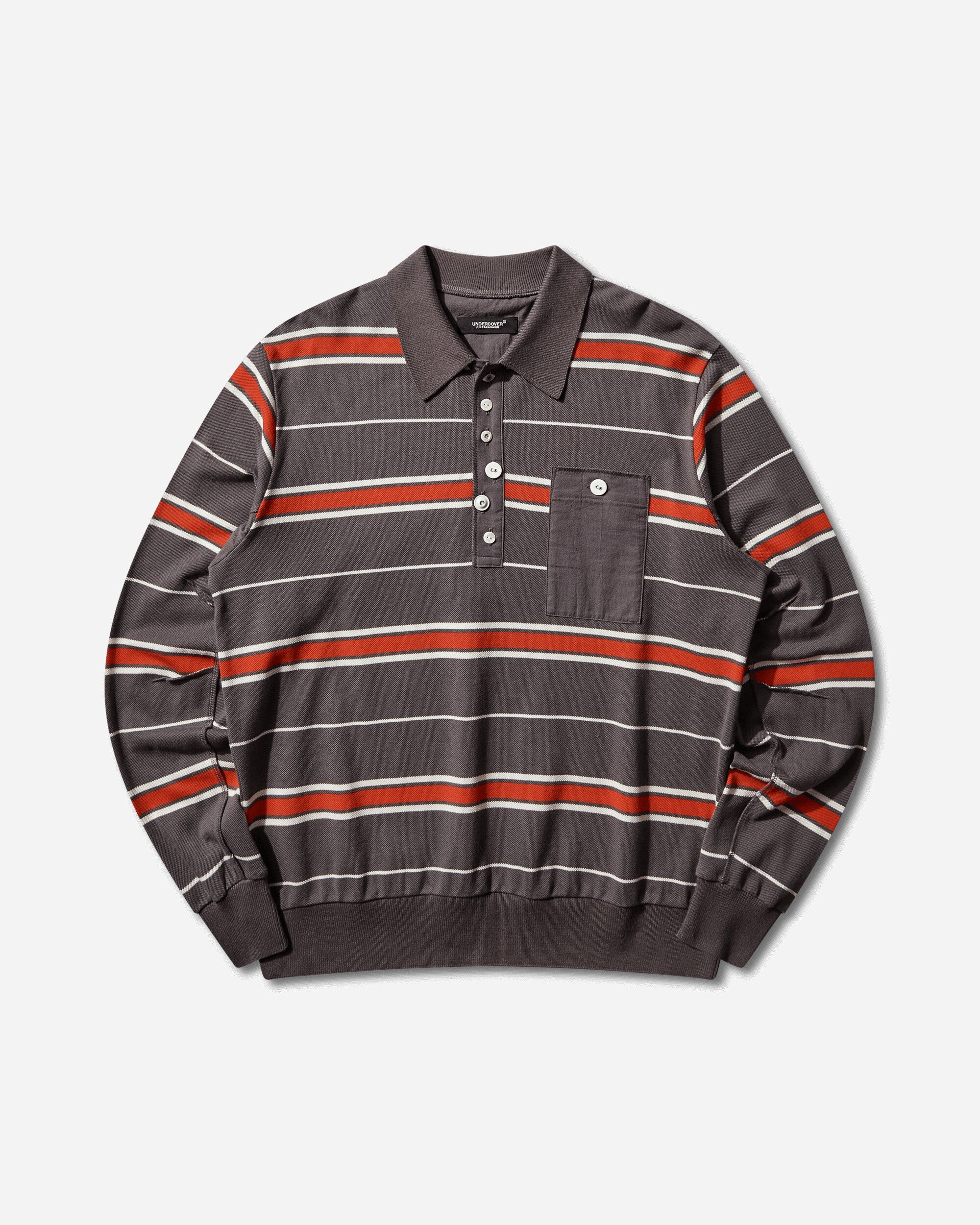 Men's Striped Polo Shirt Grey Border