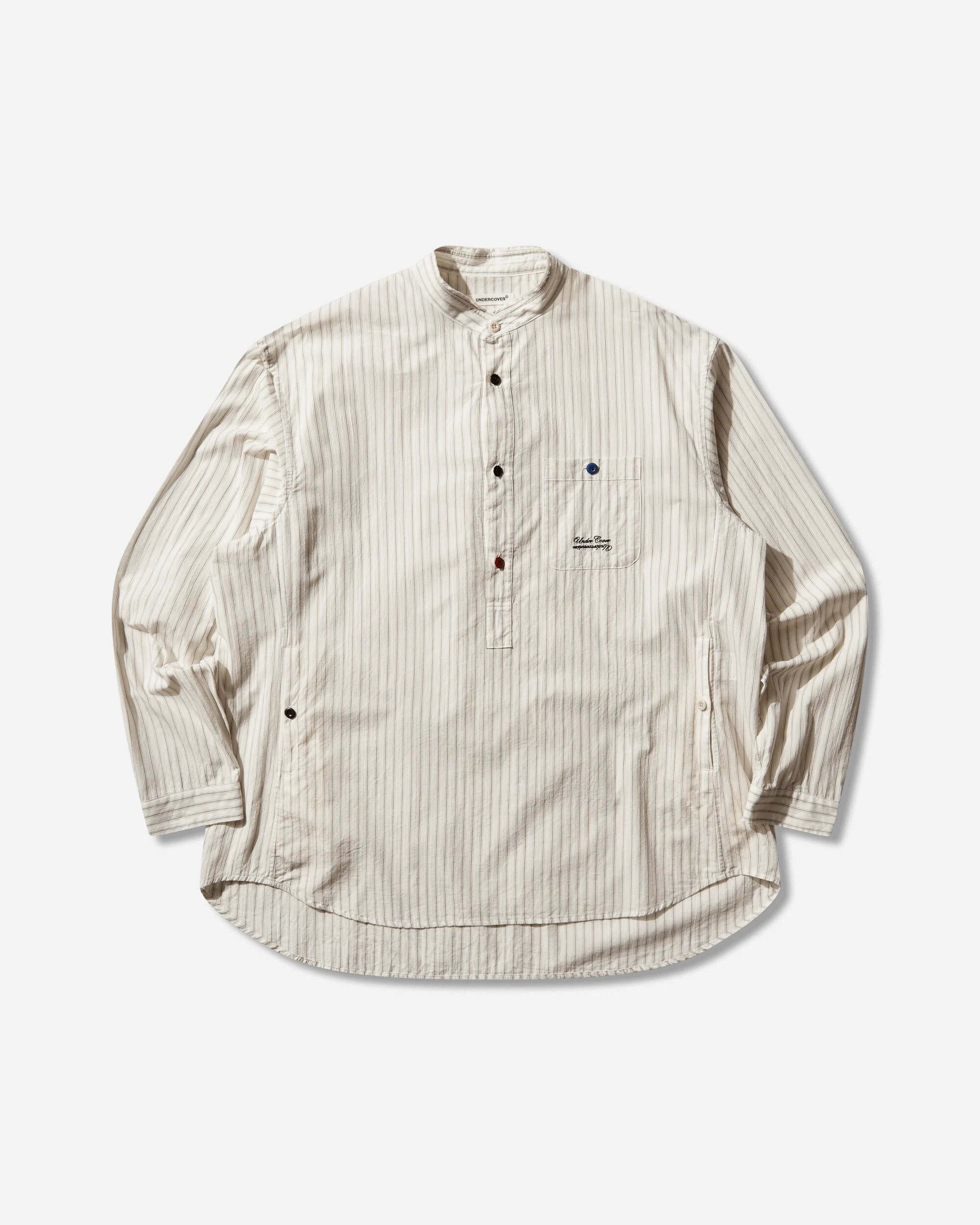Men's Cotton Pullover Shirt Brown Stripe