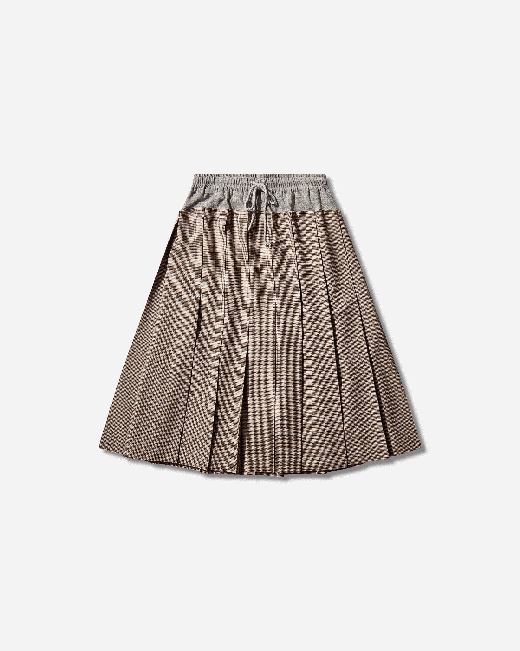 Women's Wool Pleated Skirt Brown Check