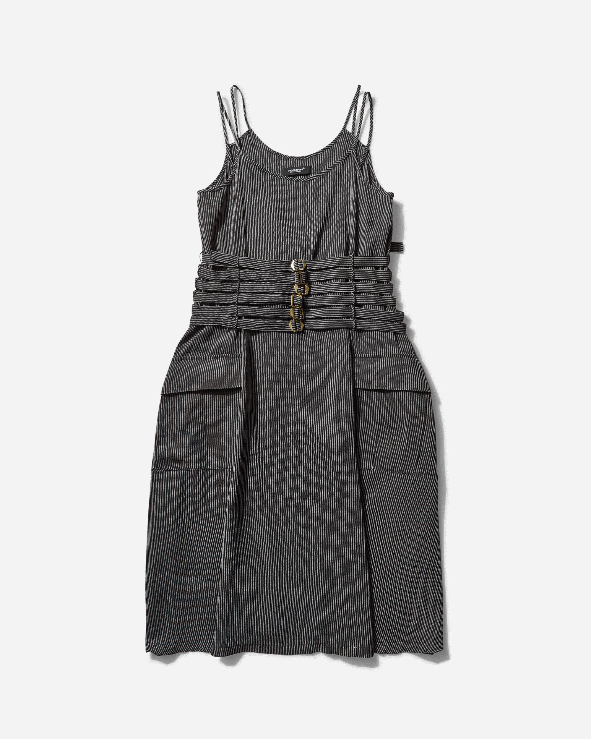 Women's Silk Japanese Paper Camisole Dress Black Stripe